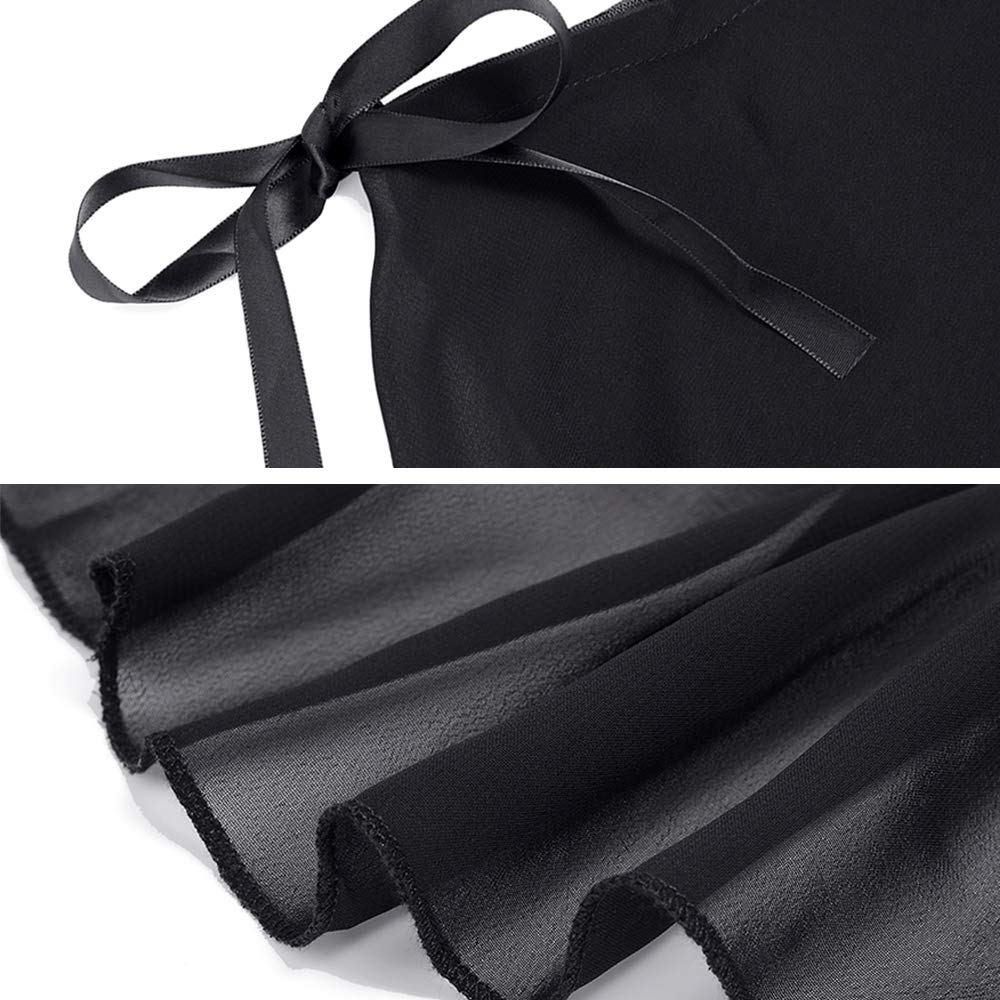 Stelle Women Ballet Skirt Black Chiffon Wrap Skirt Waist Tie Flowy Dance Skirts (Black,S)