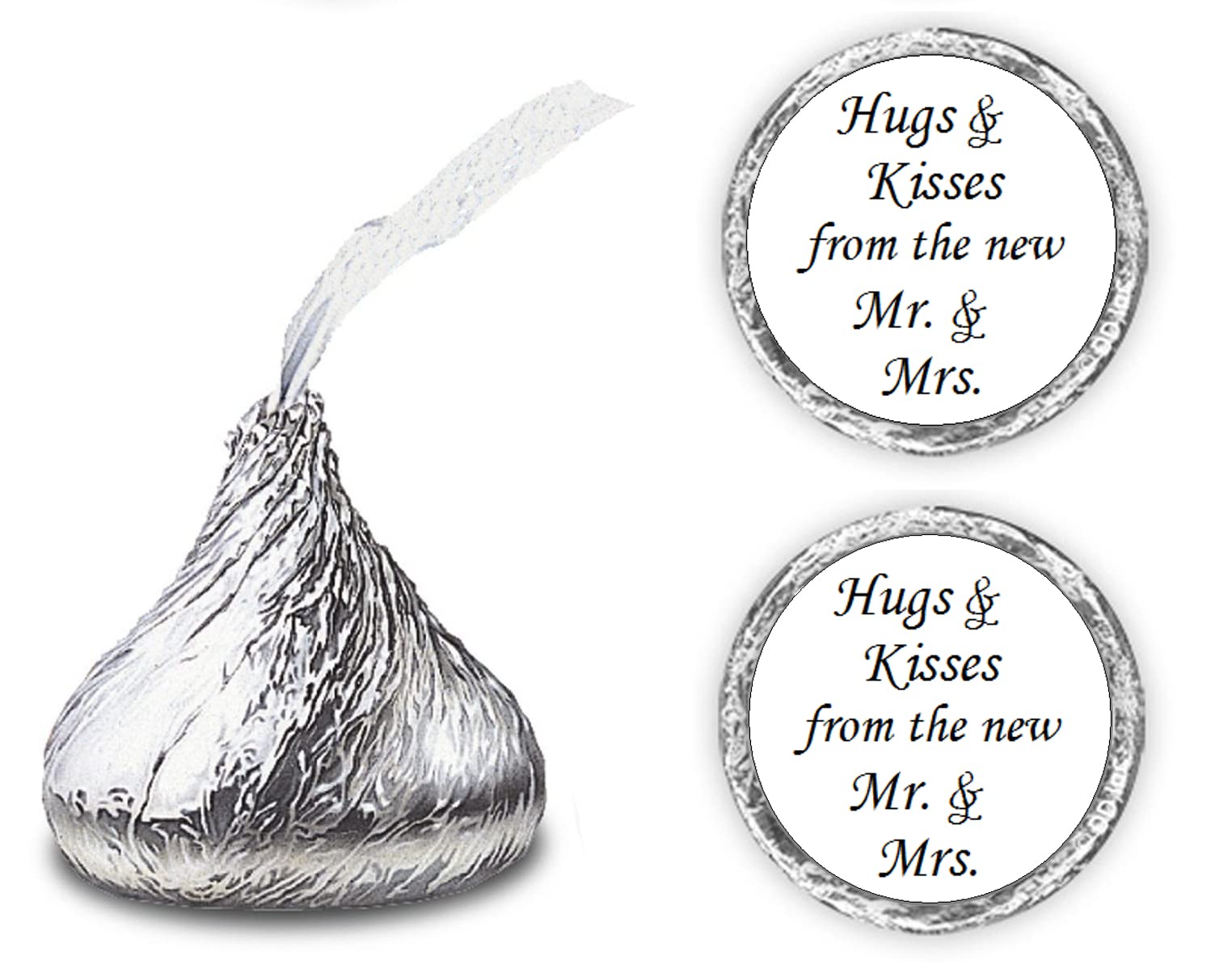 324 Hugs and Kisses from The New Mr. & Mrs. Kiss Wedding Stickers, Chocolate Drops Labels Stickers for Weddings, Bridal Shower Engagement Party Decorations, Kisses Favors Decor. Made in USA