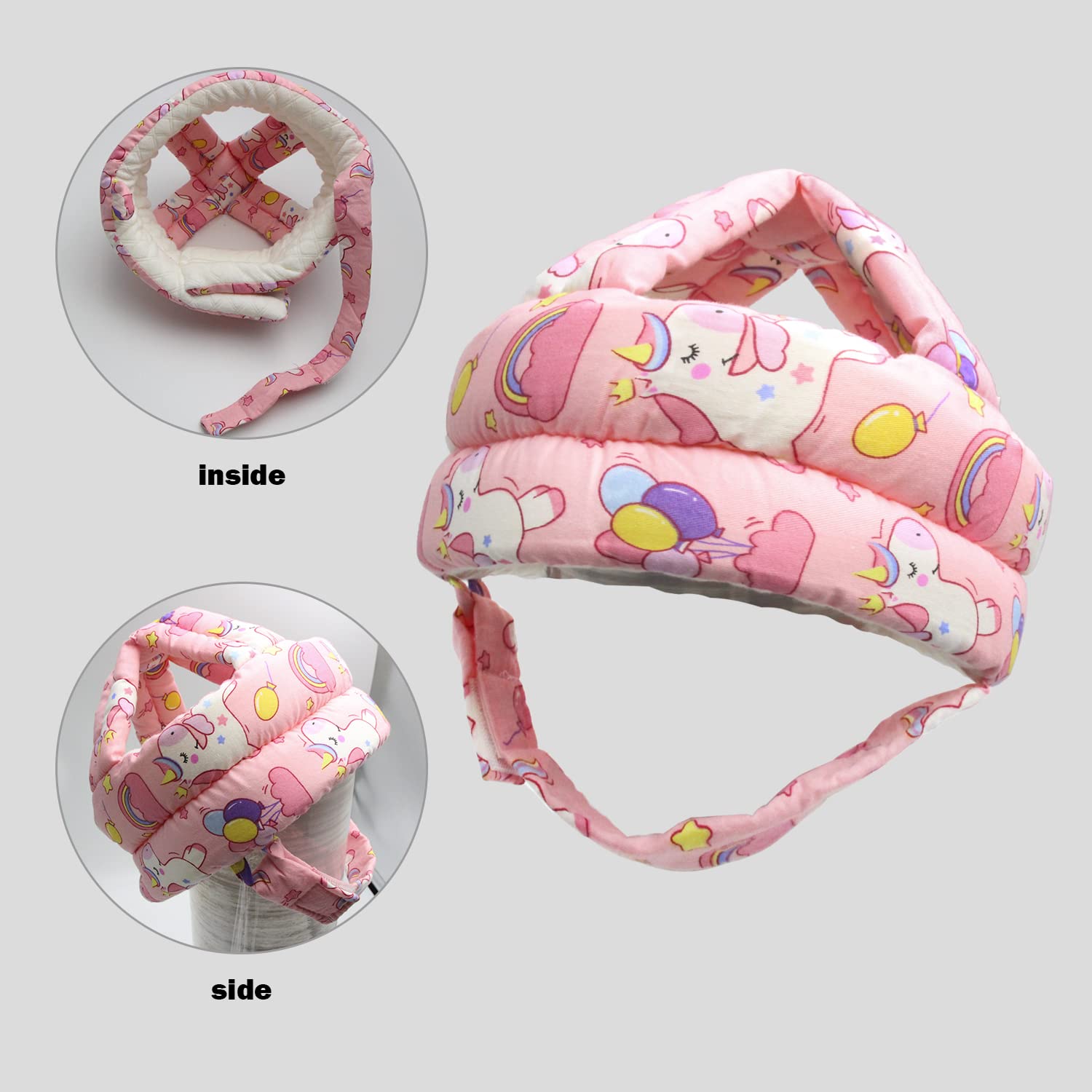 REFLYAWAY Baby Head Protector Baby Helmet for Crawling Walking, No Bumps Safety Head Adjustable Protective Cap for Walking, Playing (Unicorn)