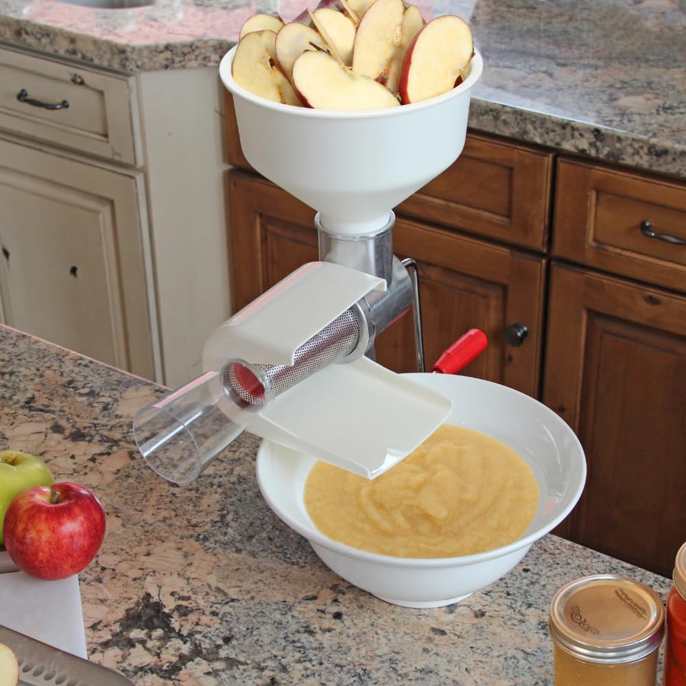 Johnny Apple Sauce Maker, Tomato Sauce Maker, Remove Skins & Seeds From Produce, Model 250 Clamp Based Food Strainer (Basic Strainer)