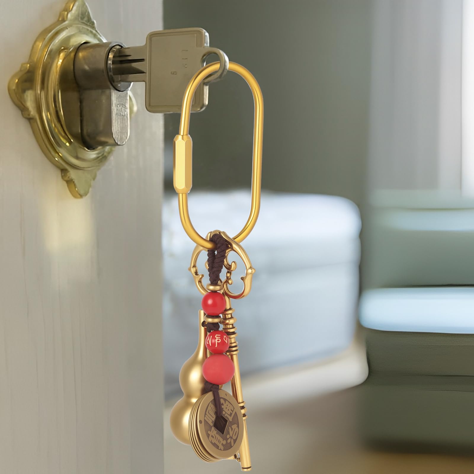 5-Pack Brass Key Ring - Gold Key Ring Screw Lock Keychain for Labubu Gold Carabiner Carabiner Keychain Clip for Keys Purse Bag Charms for Handbags