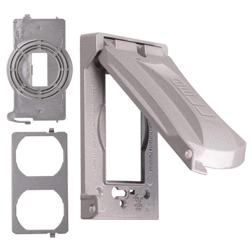 Hubbell Bell MX1050S Single-Gang Weatherproof Heavy Duty Universal Flip Cover, 2.87"W x 4.84"H, Gray Finish