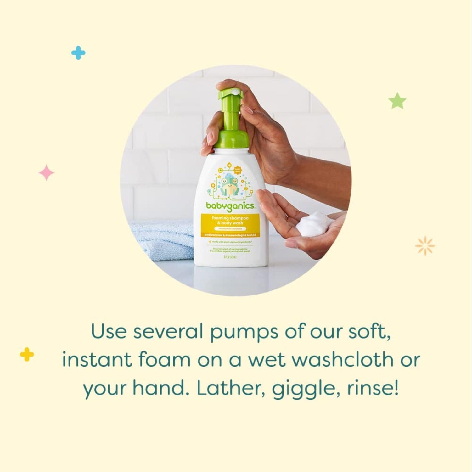 Babyganics Baby Shampoo + Body Wash Pump Bottle, Fragrance Free, 16oz, 3 Pack