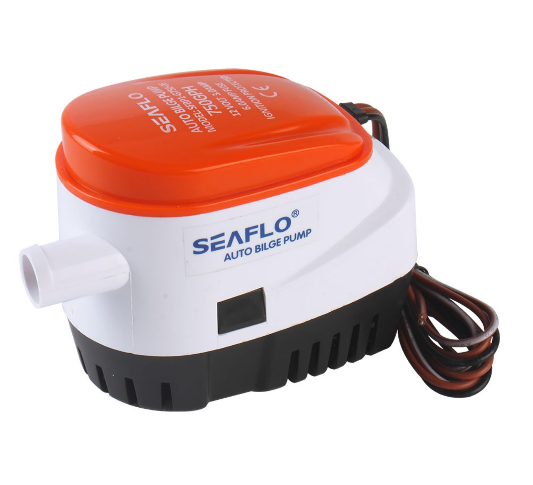 SEAFLO 06 Series Automatic Submersible Bilge Pump - 750GPH, 12V, 3/4" Outlet, 4-Year Warranty! All-in-One Pump and Float Switch, Snap-Off Strainer, Compact for Marine Boat Yacht, CE Rohs Certified