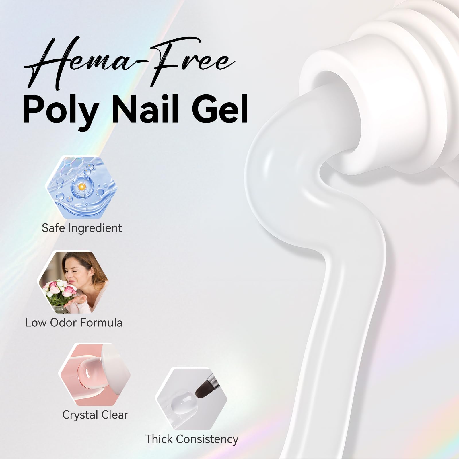 Makartt Poly Nail Gel: Clear 50ML Gel Builder for Natural-Looking Strengthener 3D Molding Gel for Trendy Nail Art-Long-Lasting and Easy to Use Supplies