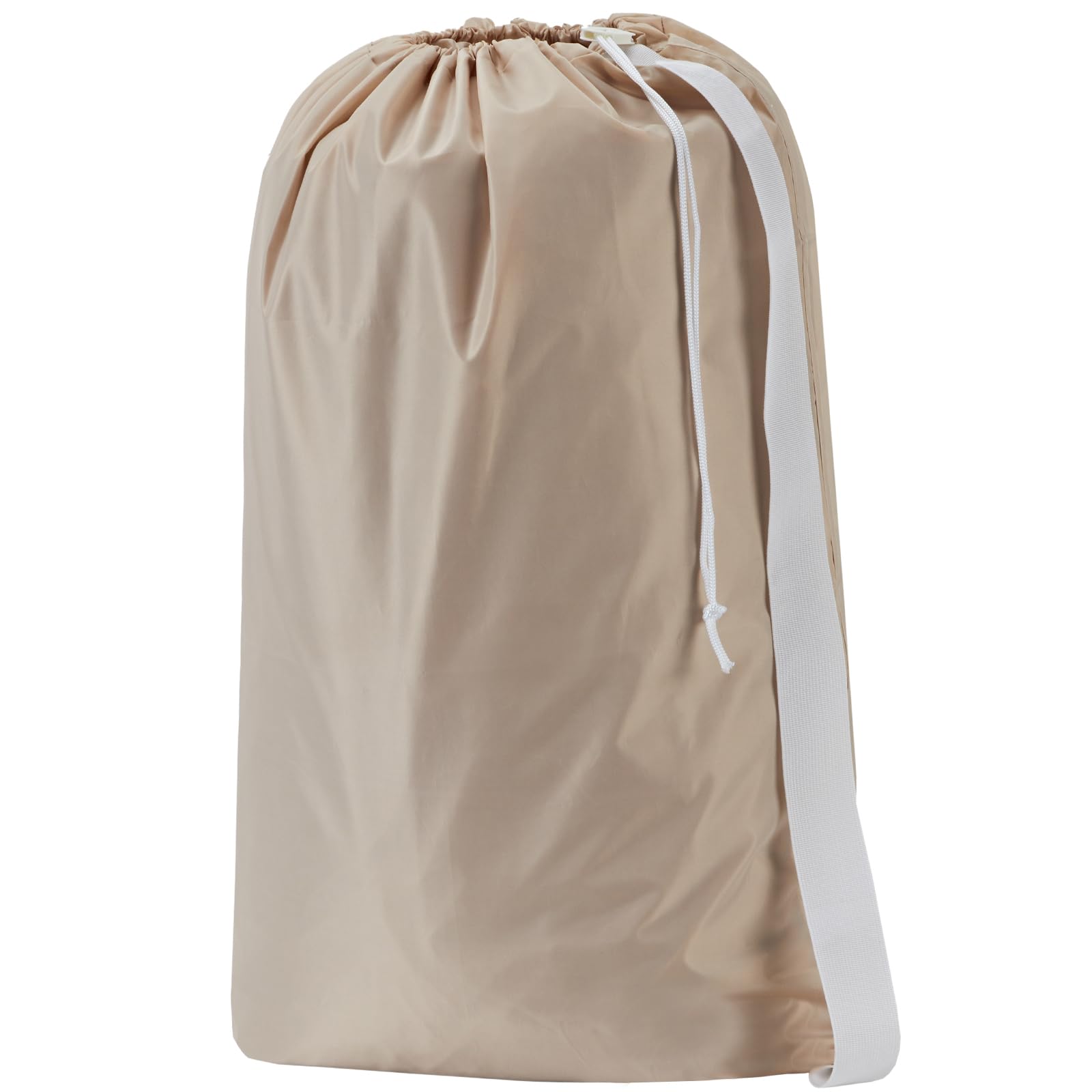 HOMEST XL Nylon Laundry Bag with Strap, Large Dirty Garments Organizer, Easy Fit a Hamper or Clothing Basket, Can Carry Up to 4 Loads of Clothes, Beige