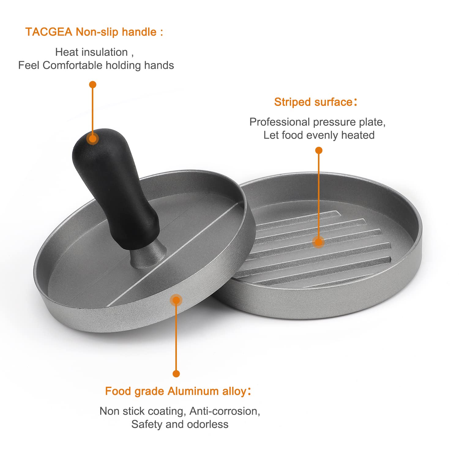 TACGEA Burger Press 150 Patty Papers, Non-Stick Hamburger Patty Maker with Wax Paper, Aluminum Burger Maker for Kitchen BBQ Grill