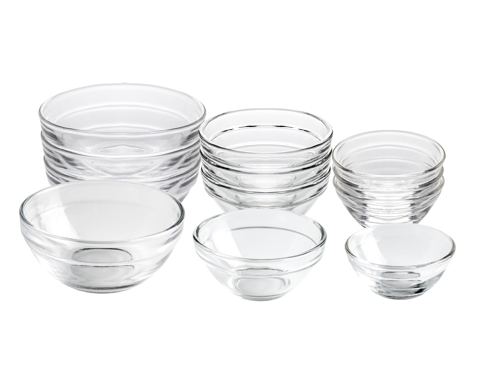 HillSpring 3 Sizes of Glass Prep Bowl Sets, Clear Small Pinch Bowls for Salt, Spices and Chopped Ingredients, 1.5oz/2.5oz/3.5oz, Set of 12