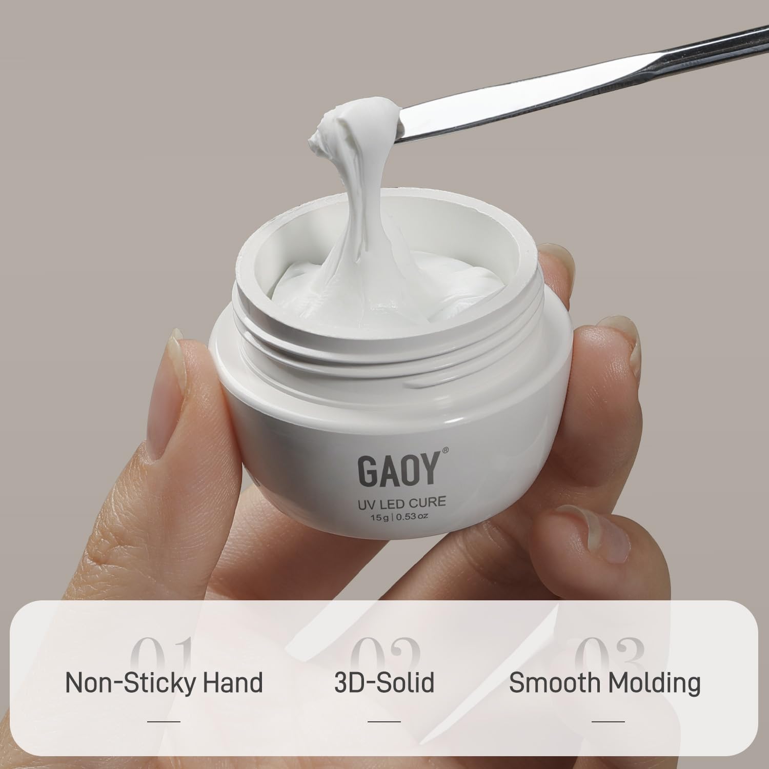 GAOY White 3D Sculpting Gel for Nail Art, 15g Solid Nail Gel Non-Sticky Hard for Carving Molding and Building