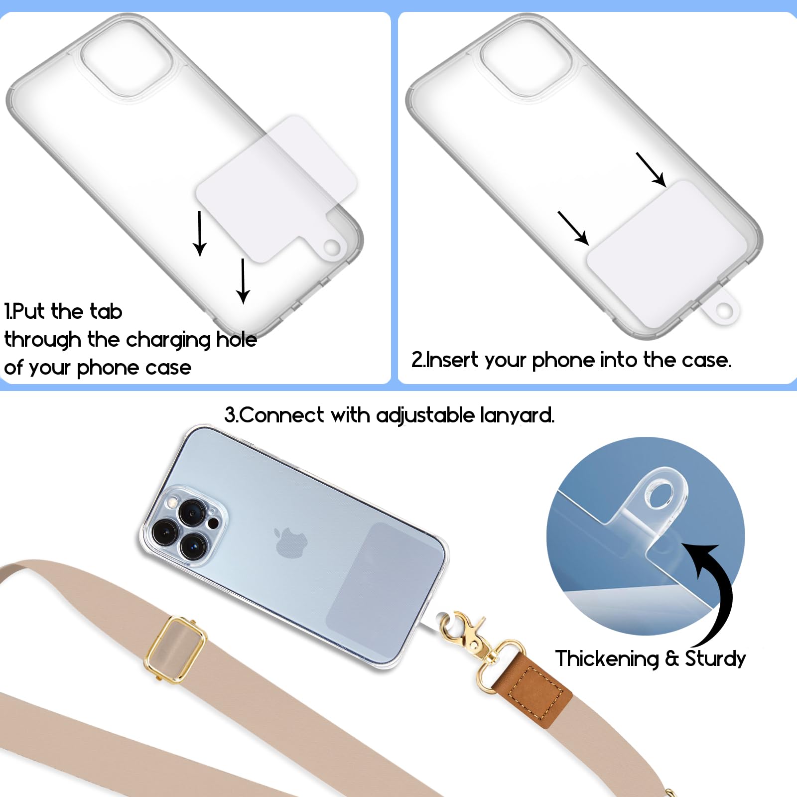 Yonlevres Phone Lanyard Crossbody Strap, Beige Cell Phone Lanyards for around the Neck Wristlet Wrist Strap Solid Color Adjustable for Keys Case Accessories Travel Essentials