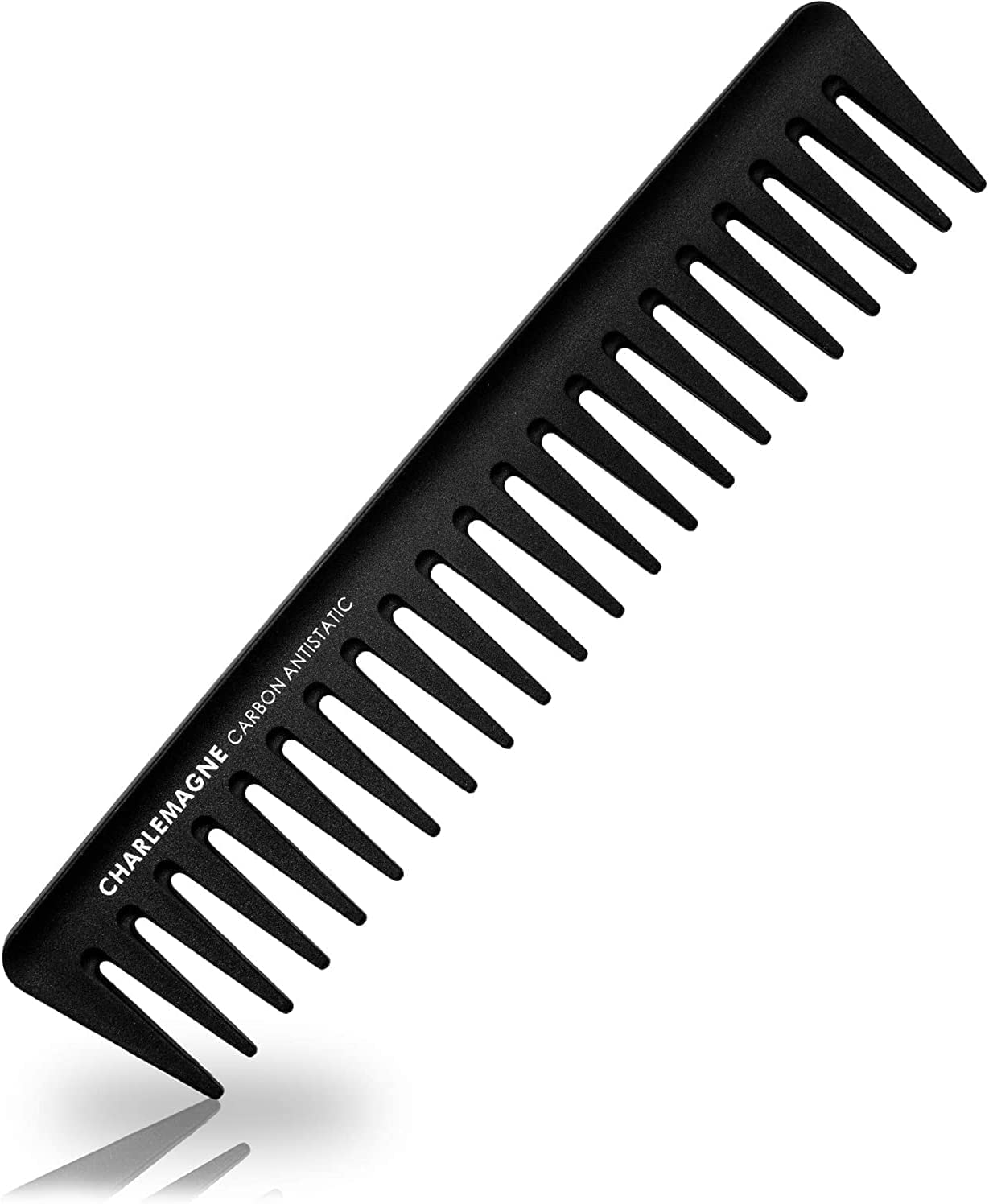 Charlemagne Carbon Haarkamm für Herren – 19 cm, grobe Zinken – Antistatischer, bruchfester Karbonkamm mit breiten Zinken für Locken & zum Entwirren von Texturen – Von Barbieren entwickelt, in Deutschland designt