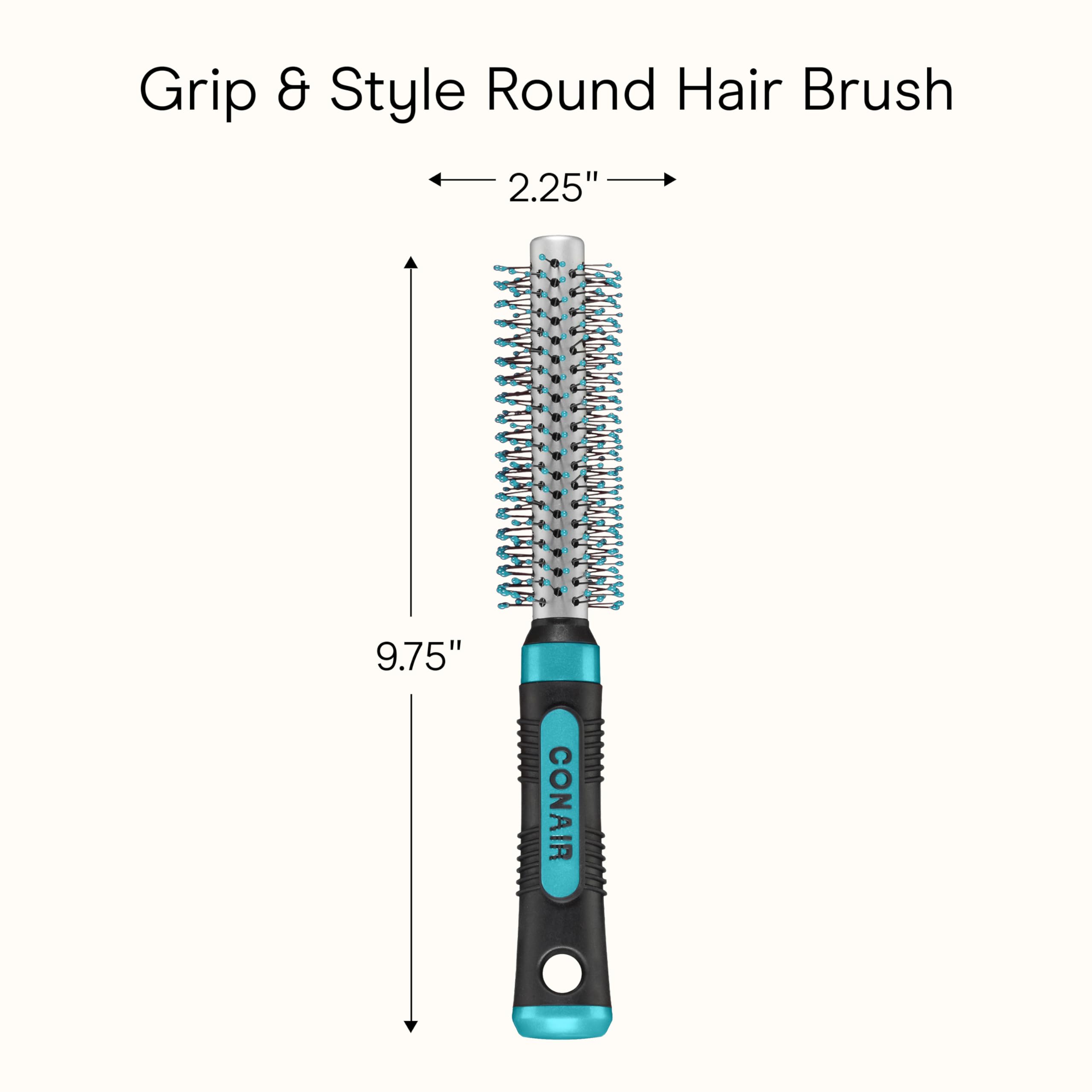 Conair Metal Round Hairbrush - Hair brush for blow out with Metal barrel and Nylon bristles - Adds body and fullness - Perfect for short hair and home hair stylists