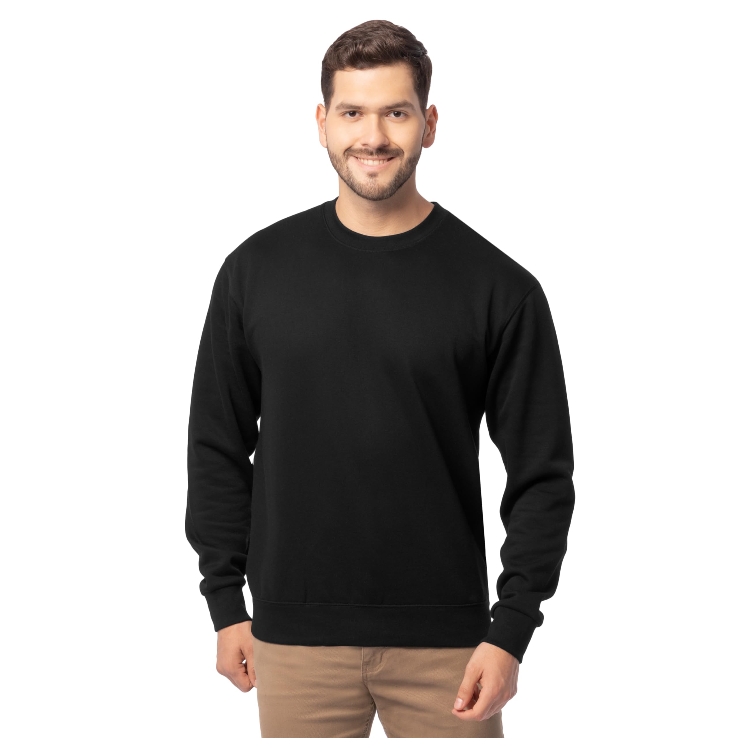 Fruit of the Loom Men's Moisture Wicking Eversoft Fleece Sweatshirt, Black, Large