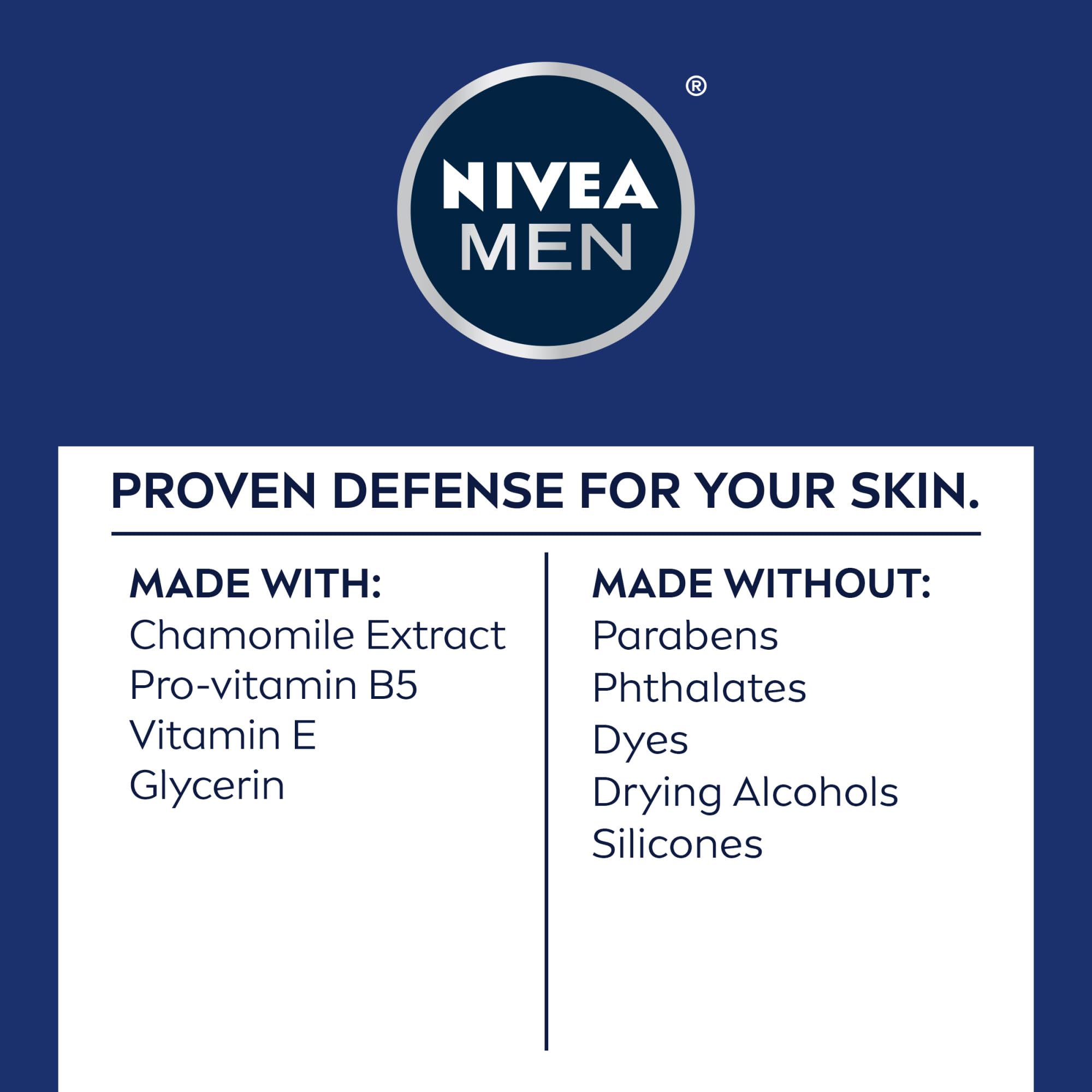 NIVEA MEN Sensitive Soothing Post Shave Balm with Vitamin E, Pro-Vitamin B5 and Chamomile Extract, Alcohol Free After Shave Balm for Men, Non-Greasy, 3.3 Fl Oz Bottle, Pack of 3