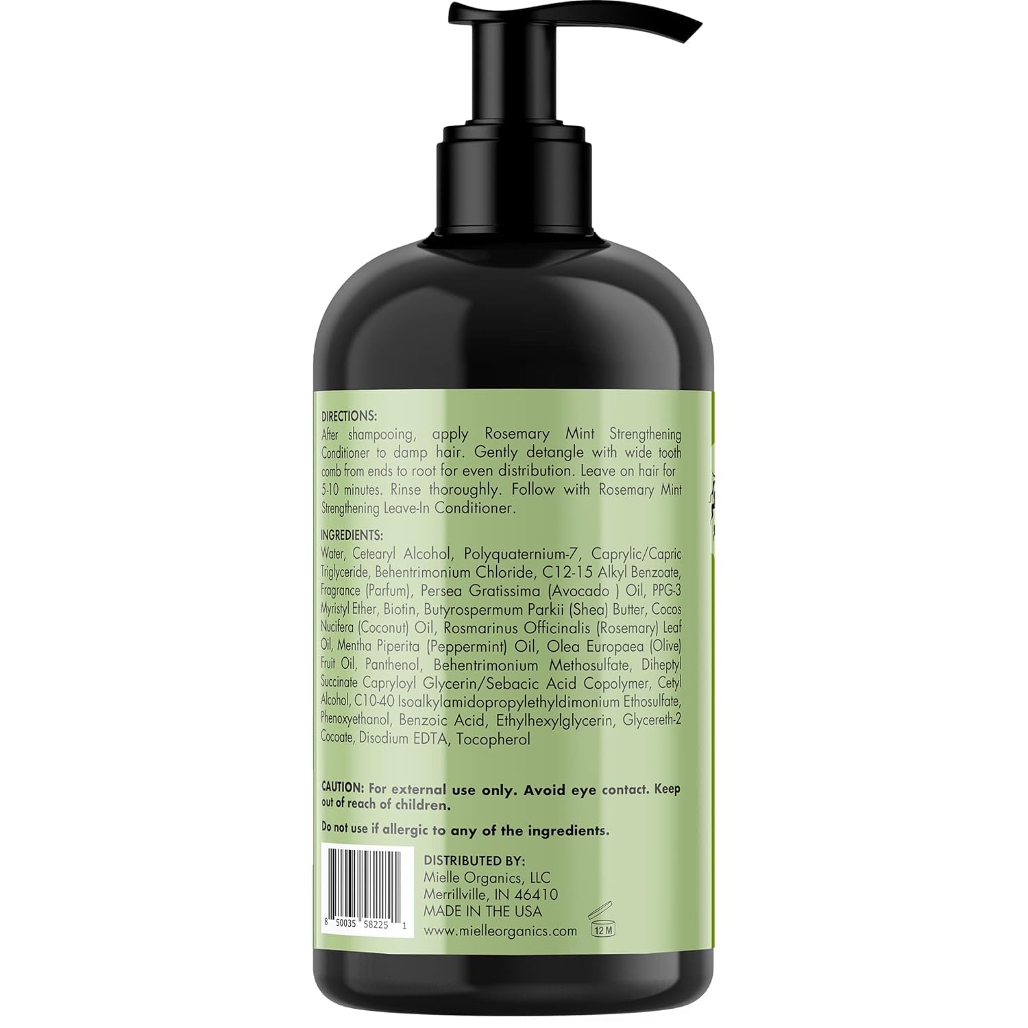 Mielle Organics Rosemary Mint Strengthening Hair Conditioner - Detangling & Hydrating Conditioner to Help Increase Manageability - Infused with Biotin to Support Longer, Healthier Strands (12 oz)