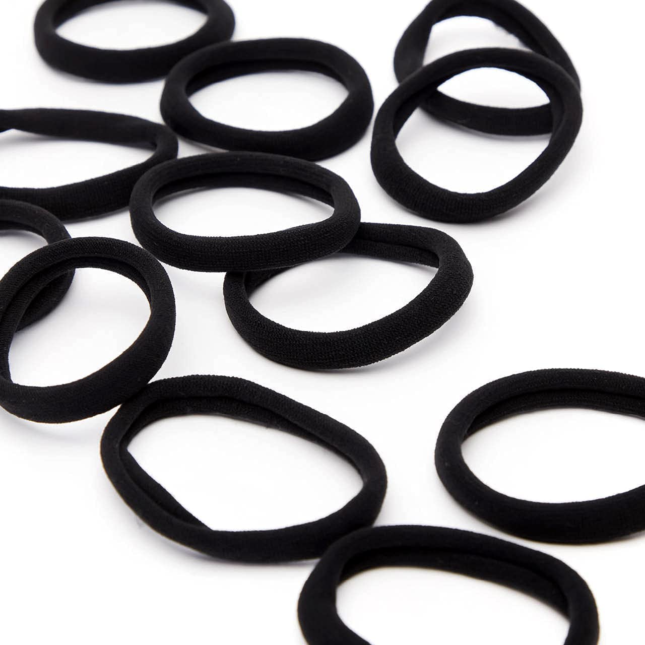 Kitsch Nylon Hair Ties No Damage - Stretchable Elastics for Strong All-Day Hold, Ponytail Holders | Hair Accessories for Women & Girls - Black, 12 Pcs