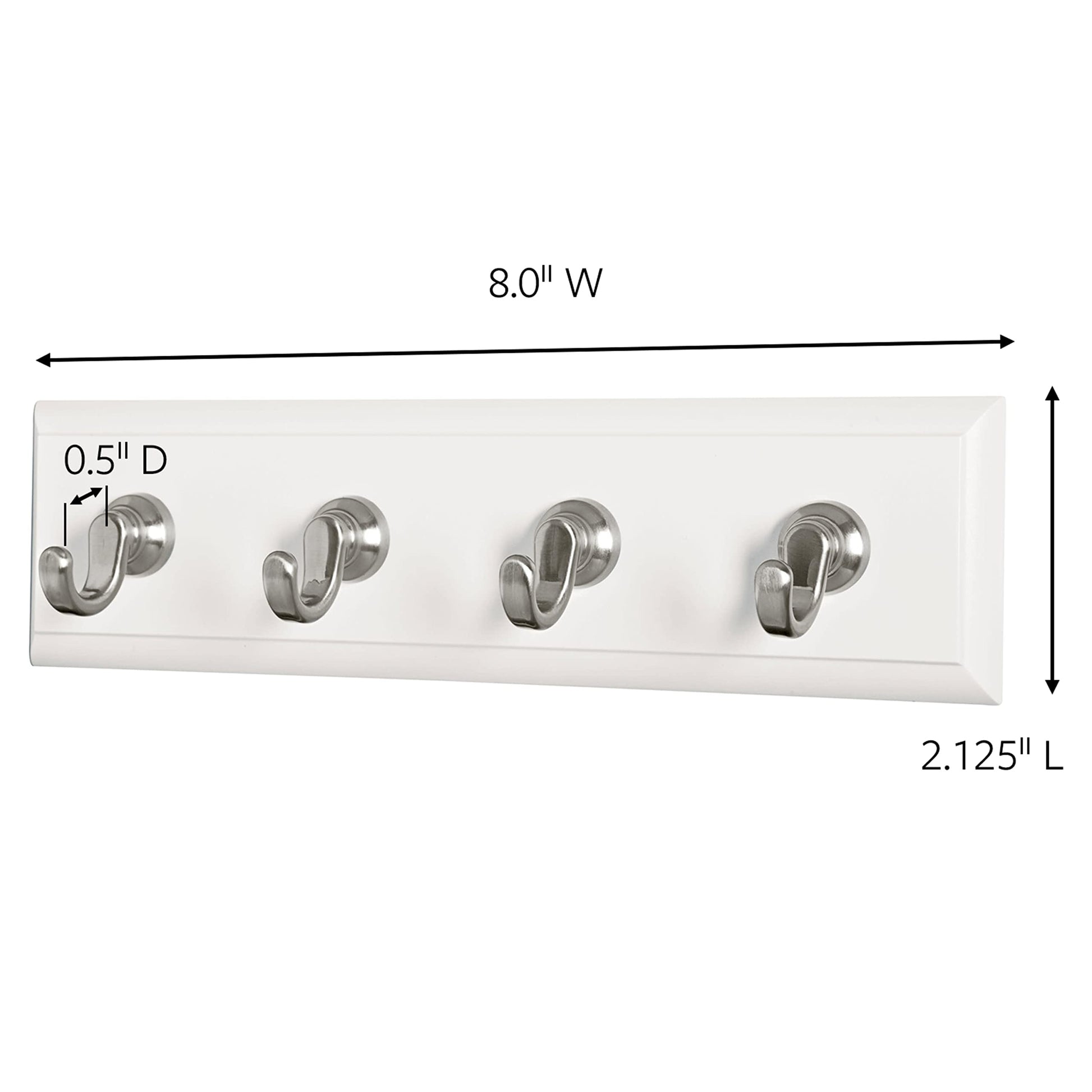 Command Key Rail, Holds up to 2 lb, 8-inch Rail with 4 Key Hooks and 6 Command Strips, Quartz, Removable Key Hooks for Entryway or Hallway, Hang Keys, Hats, Dog Leashes, and Accessories