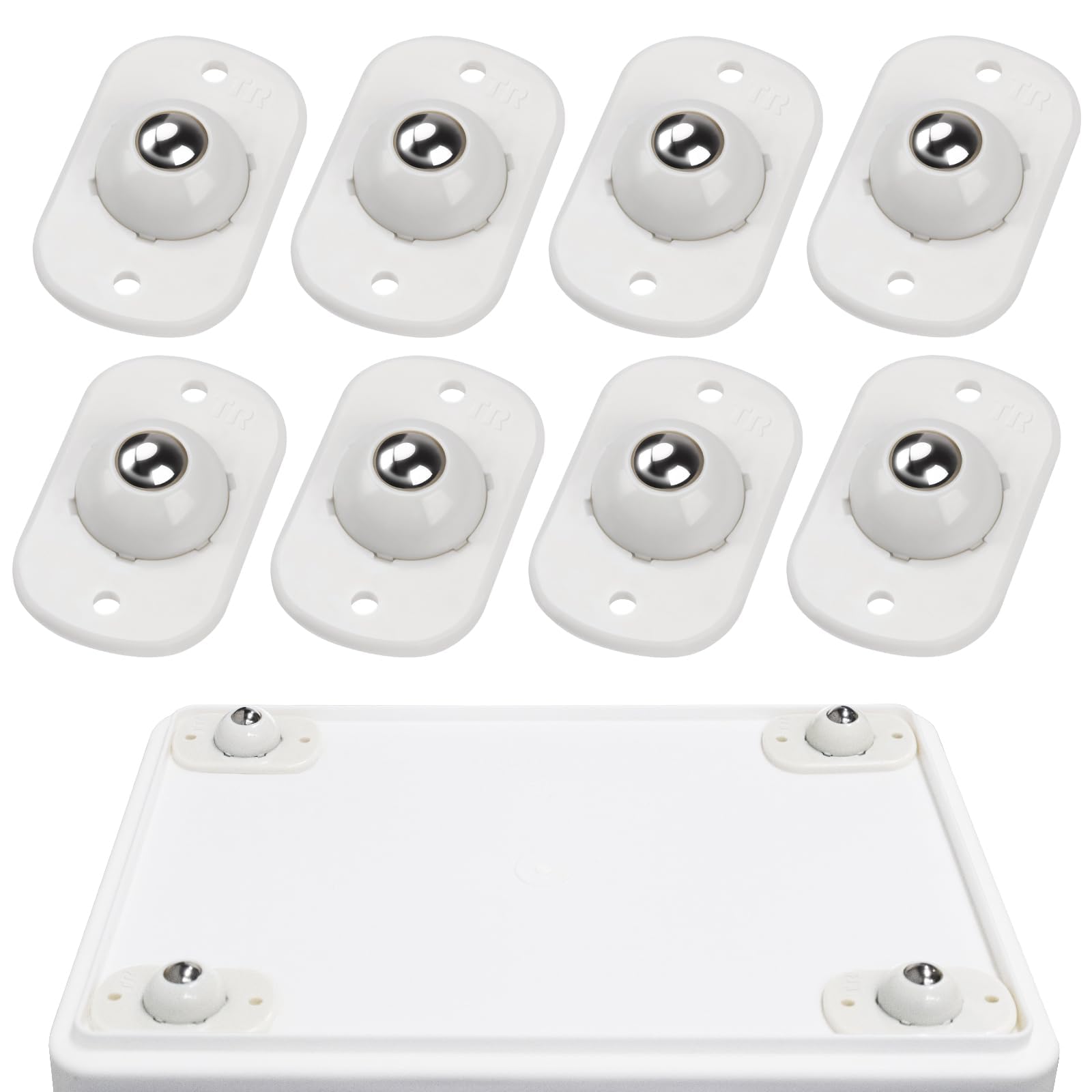 Self Adhesive Caster Wheels, Appliance Rollers for Kitchen Appliances, 360° Swivel Mini Universal Wheel Roller Casters, Sticky Pulley for Trash Can, Storage Box, Appliance Slider (8, White-Swivel)