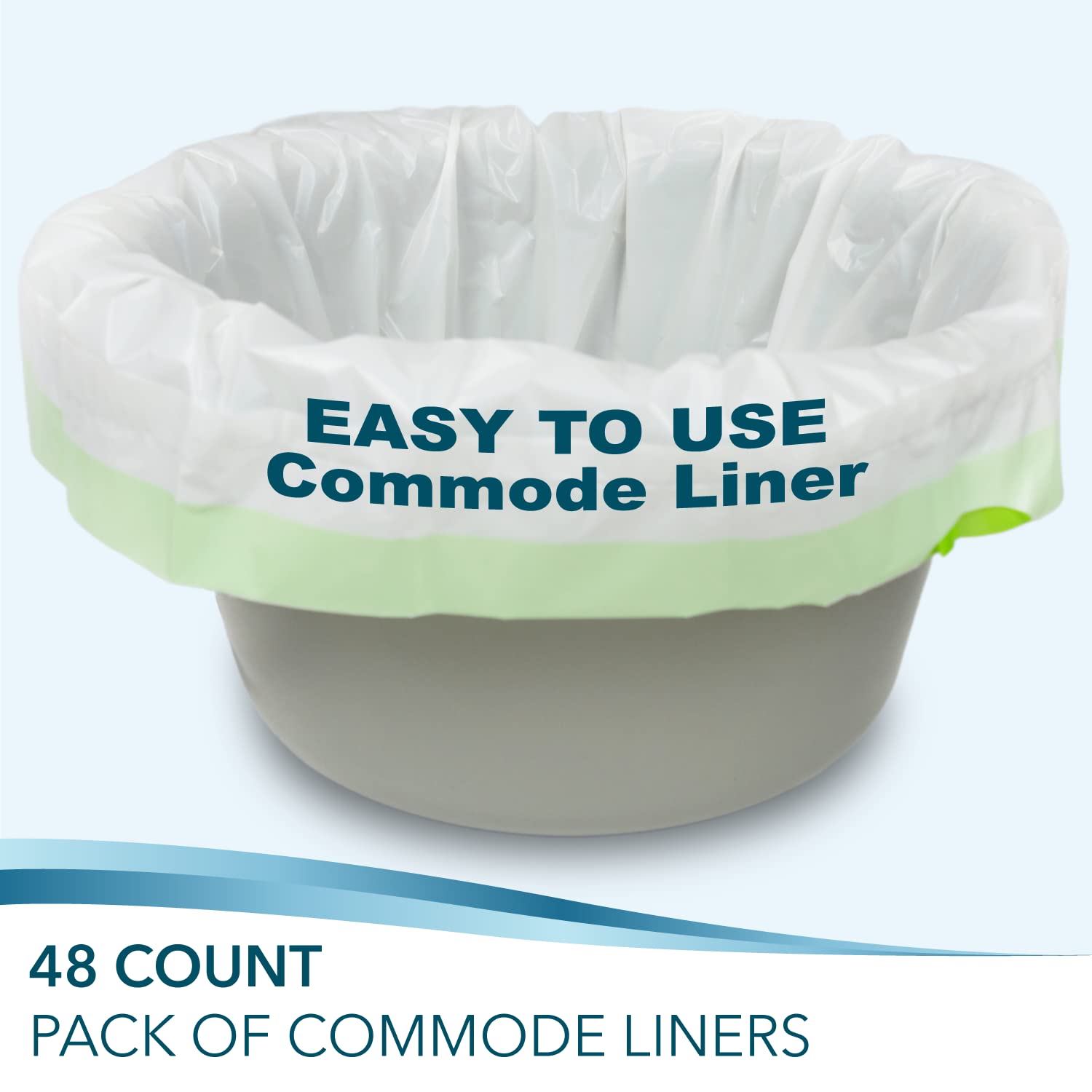 TidyCare Disposable Bedside Commode Liners for Adult Portable Toilet Chair Seat Bucket and Bedpan | Value Pack of 48 Waste Bags | Universal Fit Liners for Home Medical Care