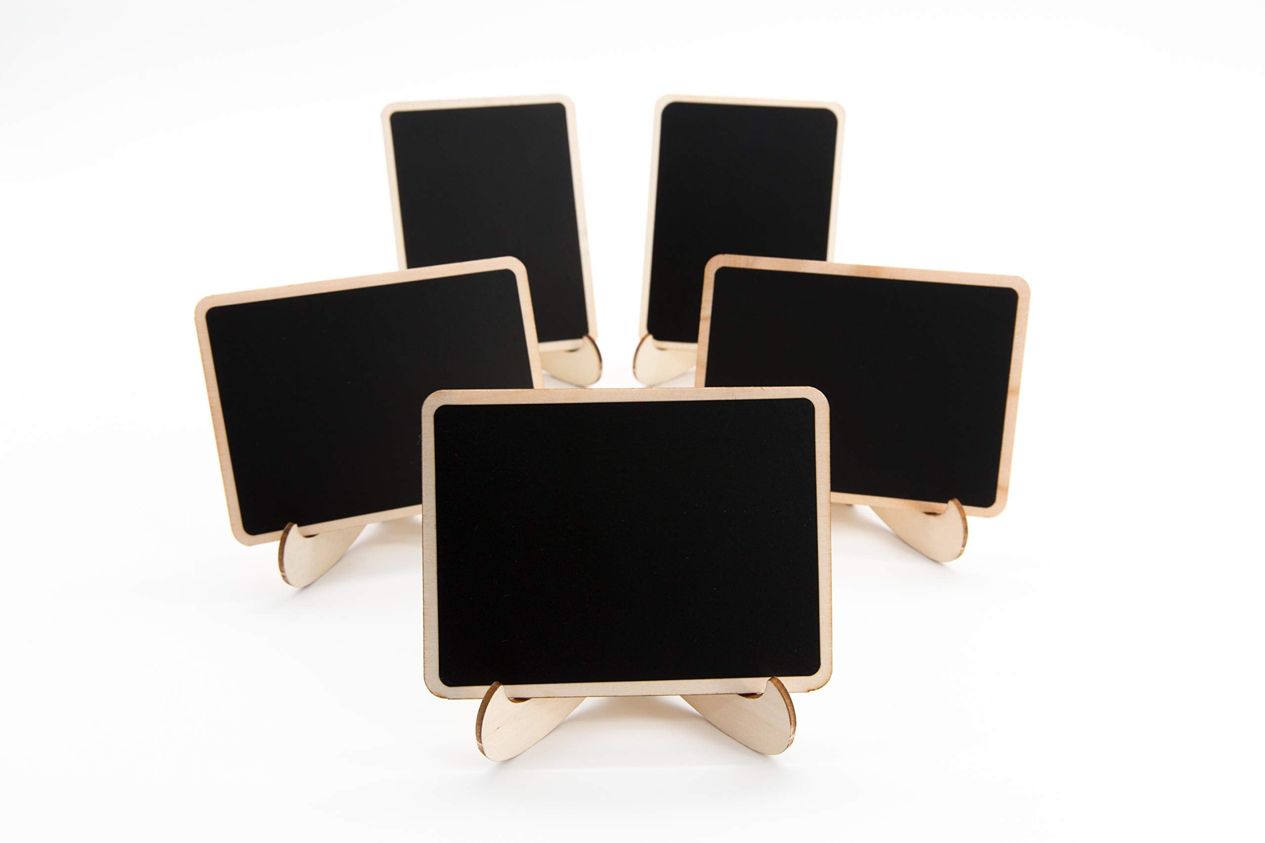 DSTELIN 10 Pack Mini Chalkboards Signs with Easel Stand, Small Rectangle Chalkboards Blackboard, Wood Place Cards for Weddings, Birthday Parties, Message Board Signs and Event Decoration