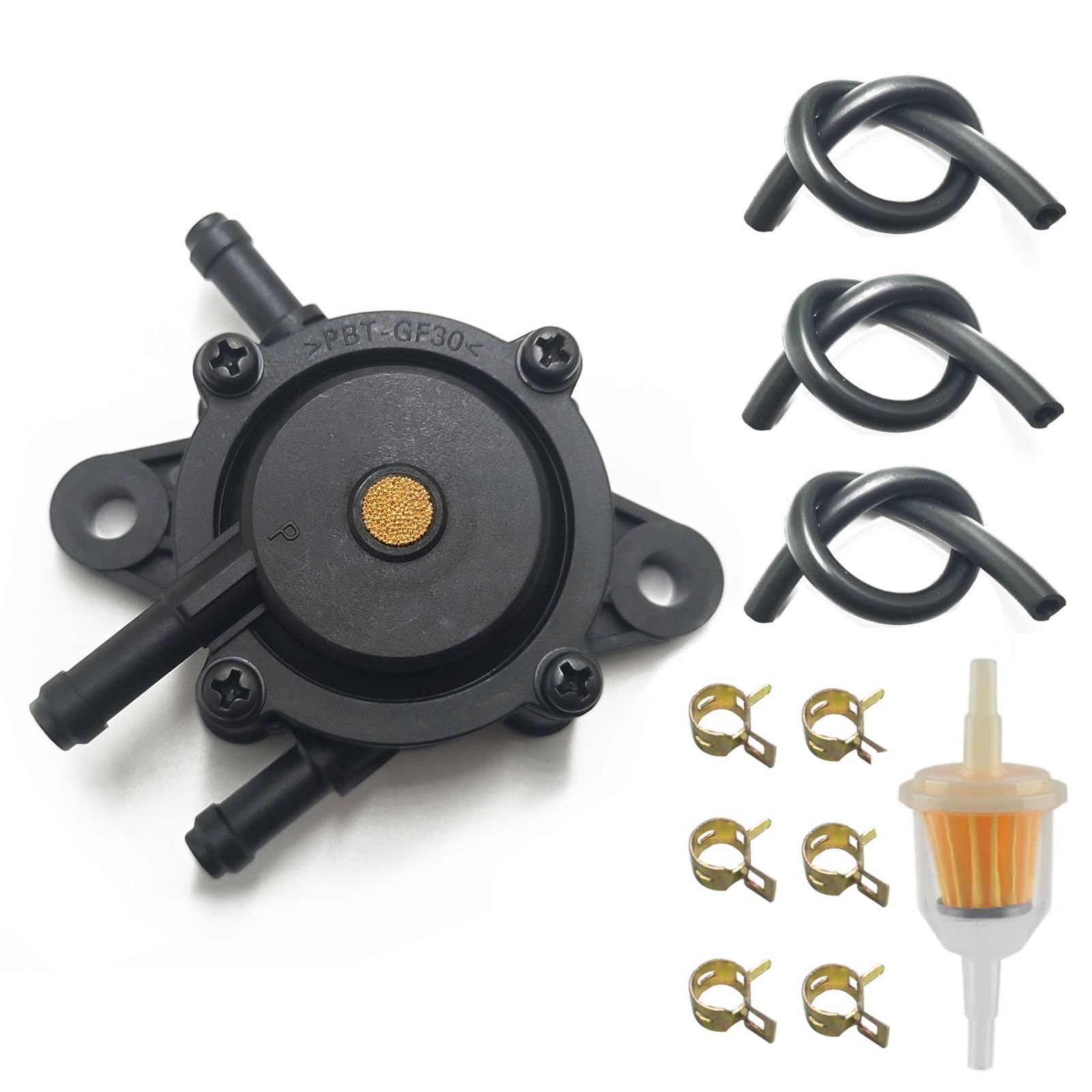 VRWEARE Kraftstoffpumpe mit Filter und Ölschlauch kompatibel mit Kohler 17HP-25HP Briggs und Stratton John Deere Kawasaki Yamaha Golfwagen Rasenmäher Cub Cadet Mikuni Kraftstoffpumpe 808492 808656