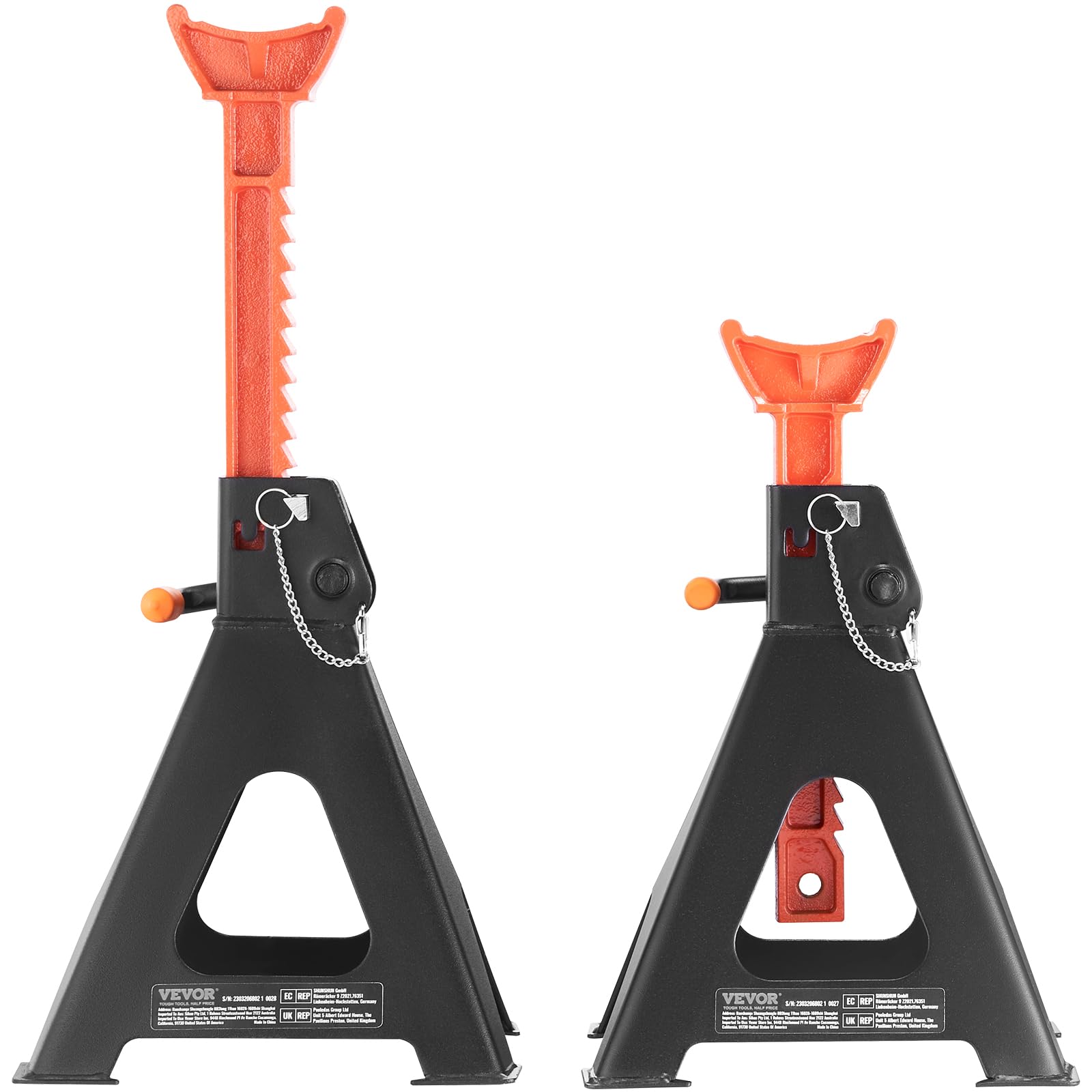 VEVOR Jack Stands, 6 Ton (13,000 lbs) Capacity Car Jack Stands Double Locking, 14.2-23 inch Adjustable Height, for lifting SUV, Pickup Truck, Car and UTV/ATV, Red, 1 Pair