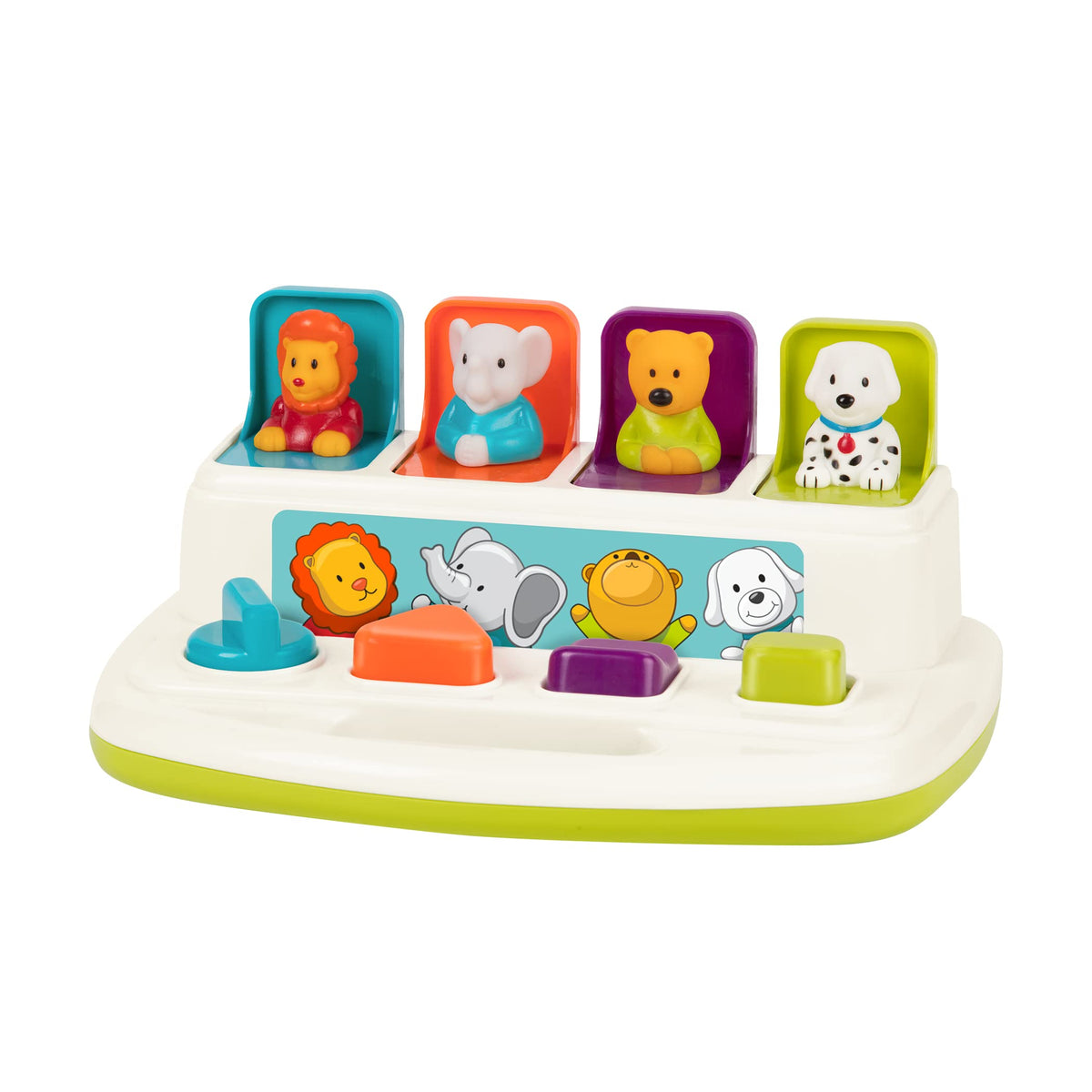 Battat - Ursache-Wirkung-Spielzeug - Entwicklungsspielzeug mit Knöpfen & Farben - Farbsortierspielzeug für Tiere - Für Kinder, Kleinkinder, Babys - Ab 18 Monaten - Pop-Up Pals