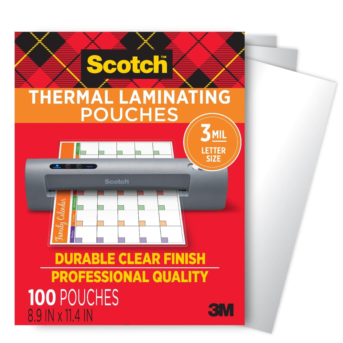 Scotch Thermolaminierfolien, zur Verwendung mit Thermolaminiergeräten, 8,9 x 11,4 Zoll, A4-Format, 100 Stück