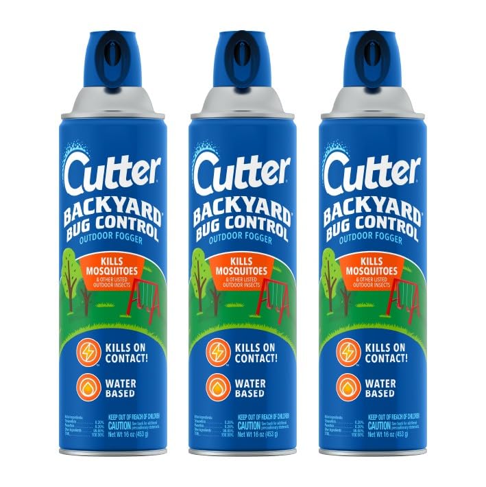 Cutter Backyard Bug Control Outdoor Fogger، يقتل البعوض والبراغيث والنمل المذكور، 16 أونصة، عبوة من 3 قطع