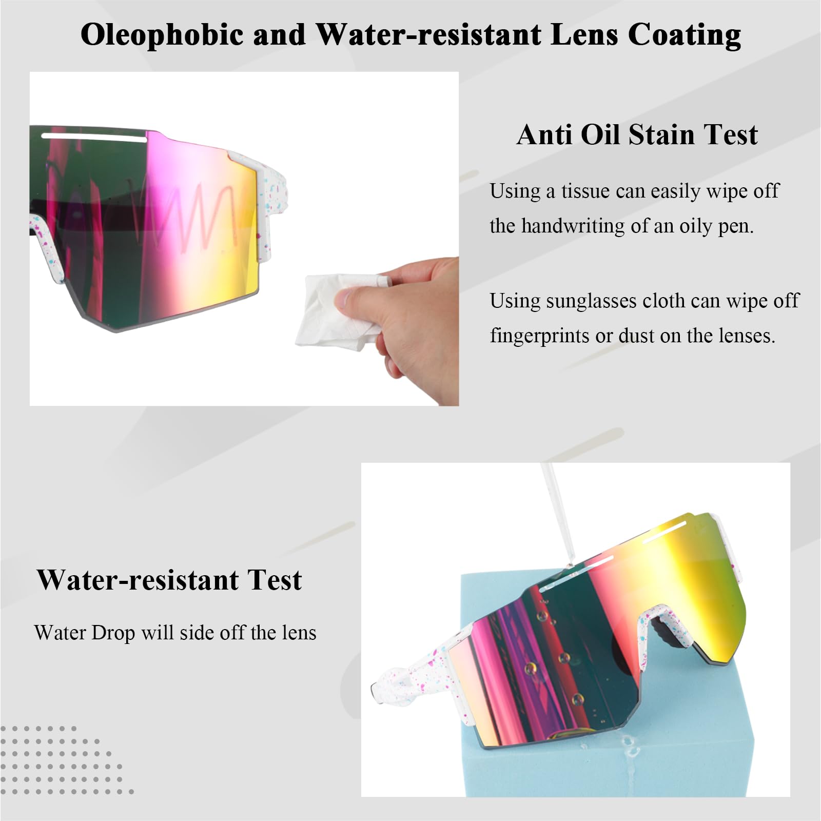 Ukoly Cycling Sunglasses with Interchangeable Nose Pad Men Women,Sports Sunglasses,Fishing Baseball Glasses