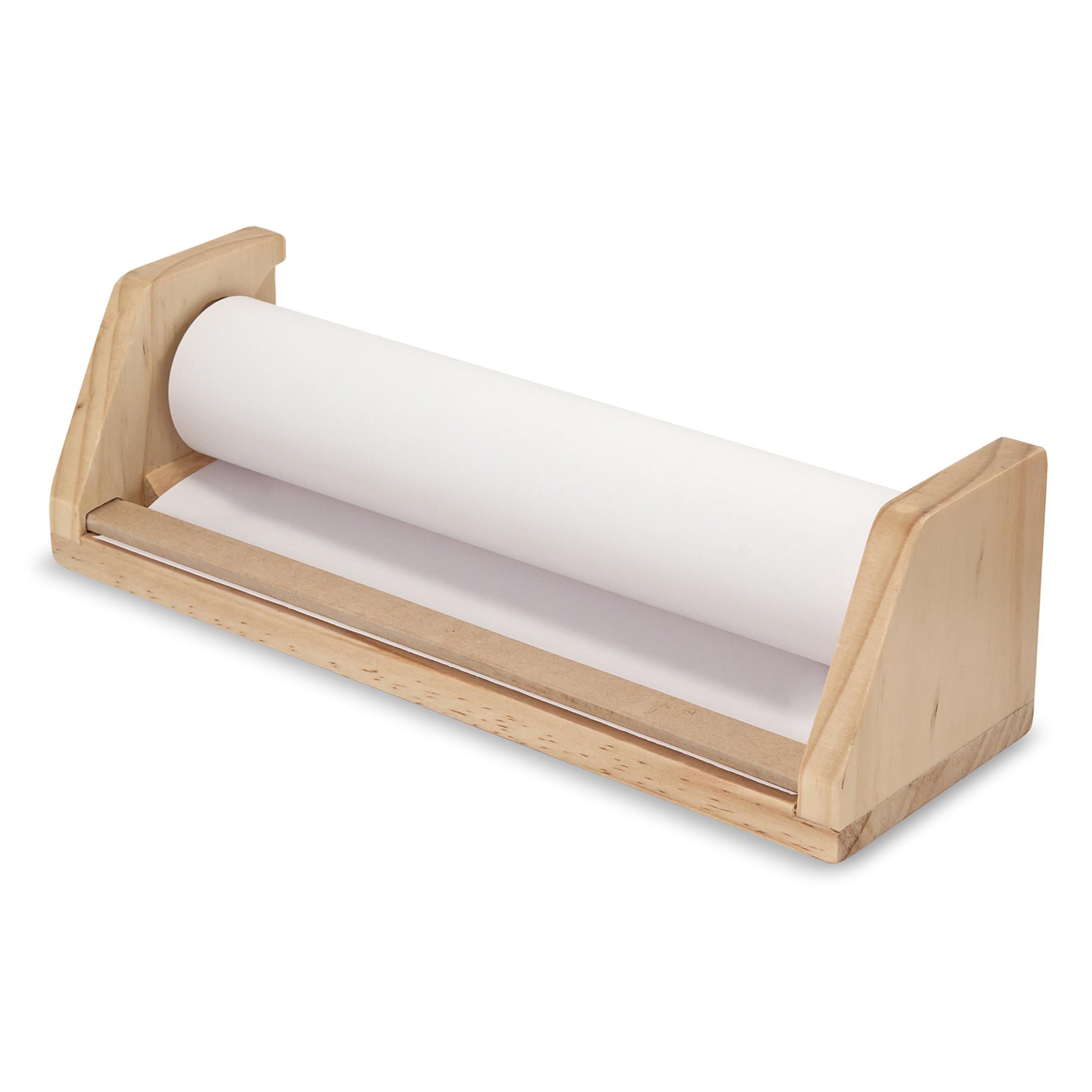 Melissa & Doug Wooden Tabletop Paper Roll Dispenser with White Bond Paper (12 inches x 75 feet)