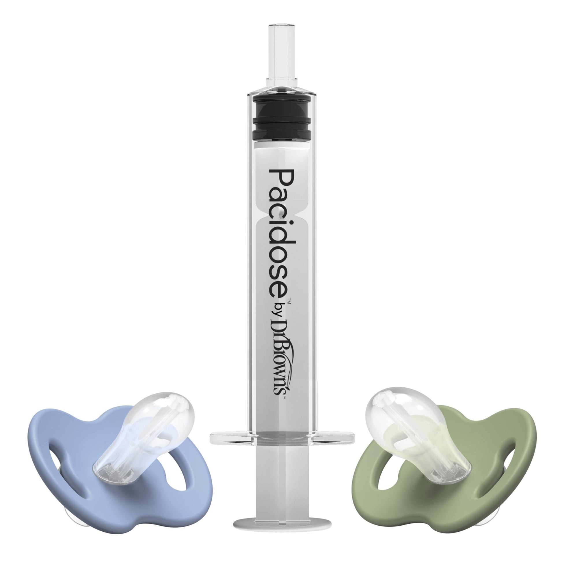 Dr. Brown's Pacidose Pacifier and Liquid Baby Medicine Dispenser with Oral Syringe and Two Sizes of Pacifier Bulbs - 0-6m and 6-18m