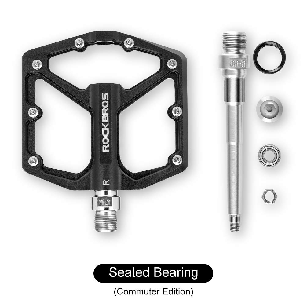 ROCKBROS Mountain Bike/MTB Pedals Bicycle Flat Pedals Aluminum 9/16" Sealed Bearing Lightweight Platform for Road Mountain BMX MTB Bike