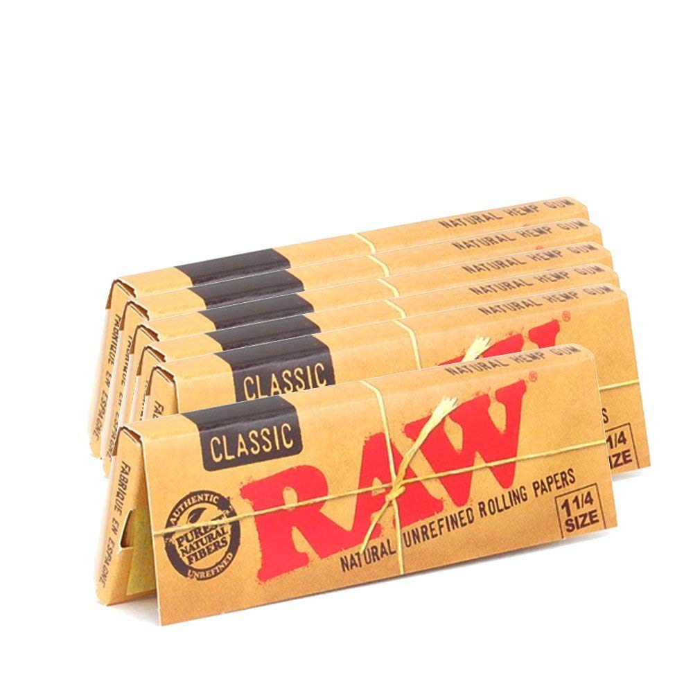 Raw Unrefined Classic 1.25 1 1/4 Size Zigaretten-Drehpapier, 50 Stück (6er-Pack)