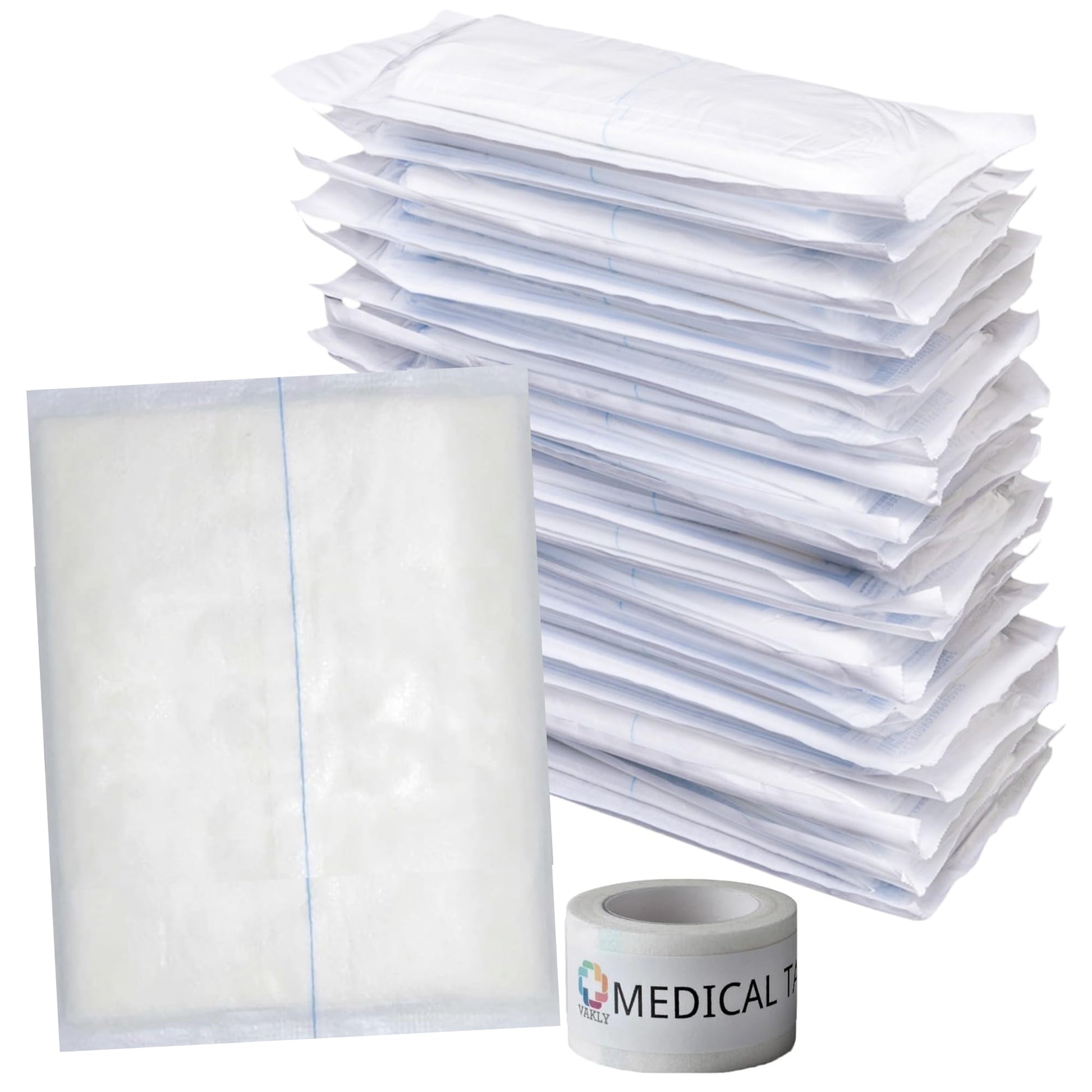 Vakly ABD Combine Abdominal Pads 5x9 Inches [20 Pack] High Absorbency Sterile Individually Wrapped 5''x9'' First Aid Non-Adherent Absorbent Post-Op Gauze - Heavy-Draining, Trauma Wound Dressing