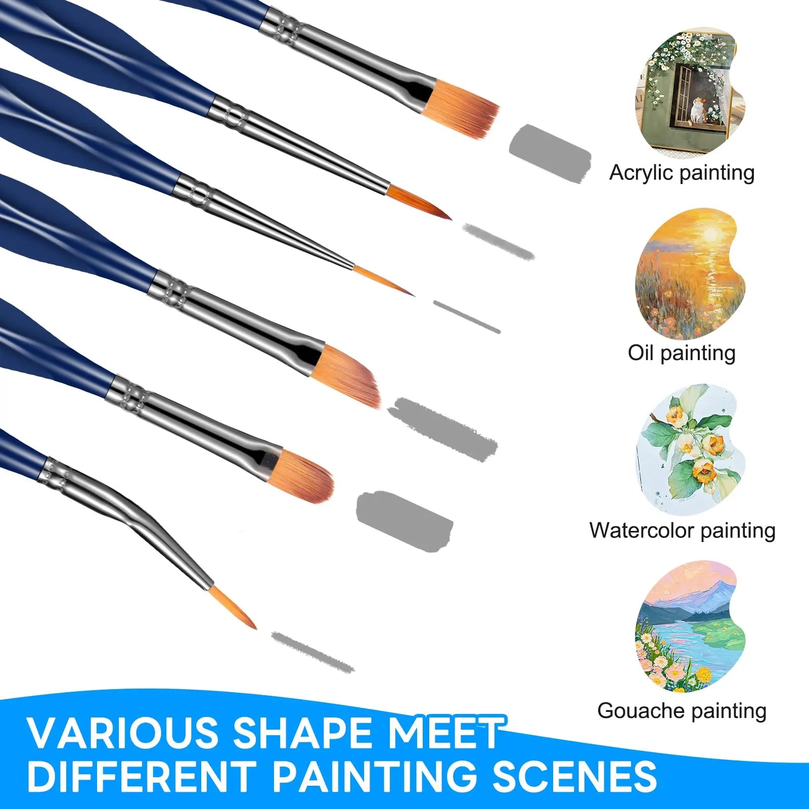 Dushco Detail Paint Brushes Set - 15pcs Miniature Paint Brushes, Art Painting for Acrylic Watercolor Gouache Oil & Face Painting, Models, Figurine and Paint by Number Kit for Adults