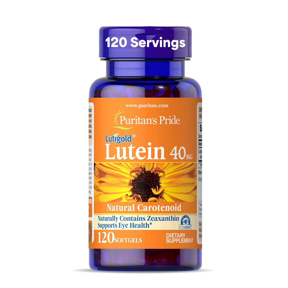 Puritan's Pride Premium Lutigold Lutein Carotinoid 40 mg mit Zeaxanthin für Männer und Frauen, Nahrungsergänzungsmittel zur Unterstützung der Augengesundheit, 8-Monats-Vorrat, 120 leicht zu schluckende Softgels