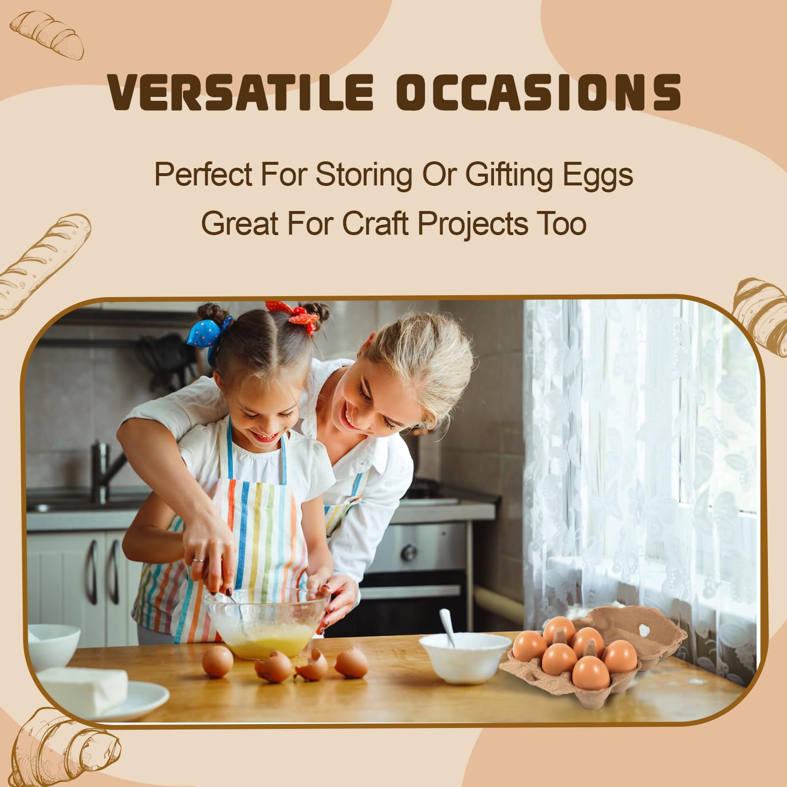 40 Pack Half Dozen Egg Cartons Bulk 6 Count, Empty Natural Paper Pulp Egg Cartons Reusable, Strong Sturdy Design Made from Natural Cardboard.