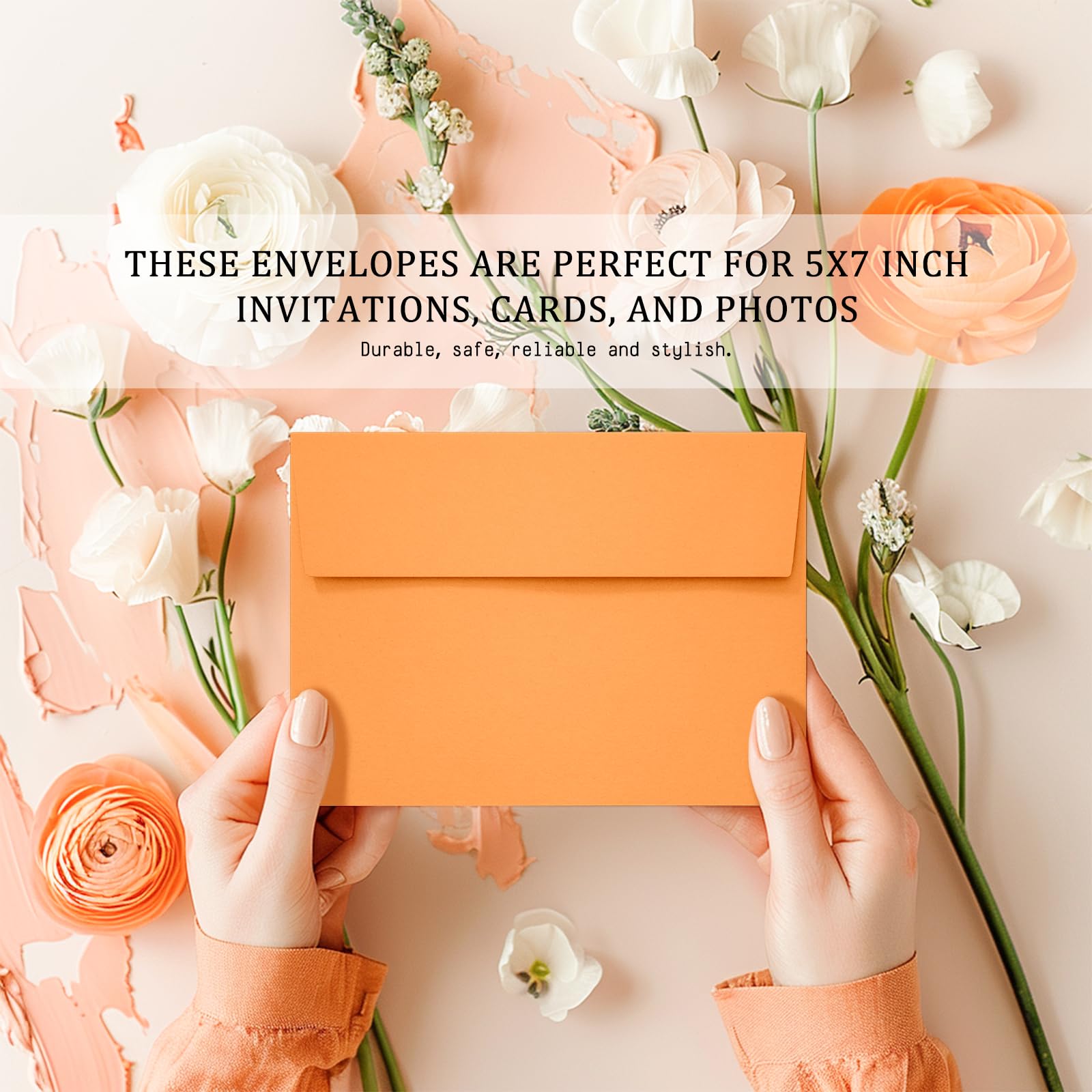Slapaflife 50 Pack 5x7 Envelopes, 5x7 Colored Self-Seal Envelopes for Invitations, postcard, Wedding,Greeting Cards,Photos