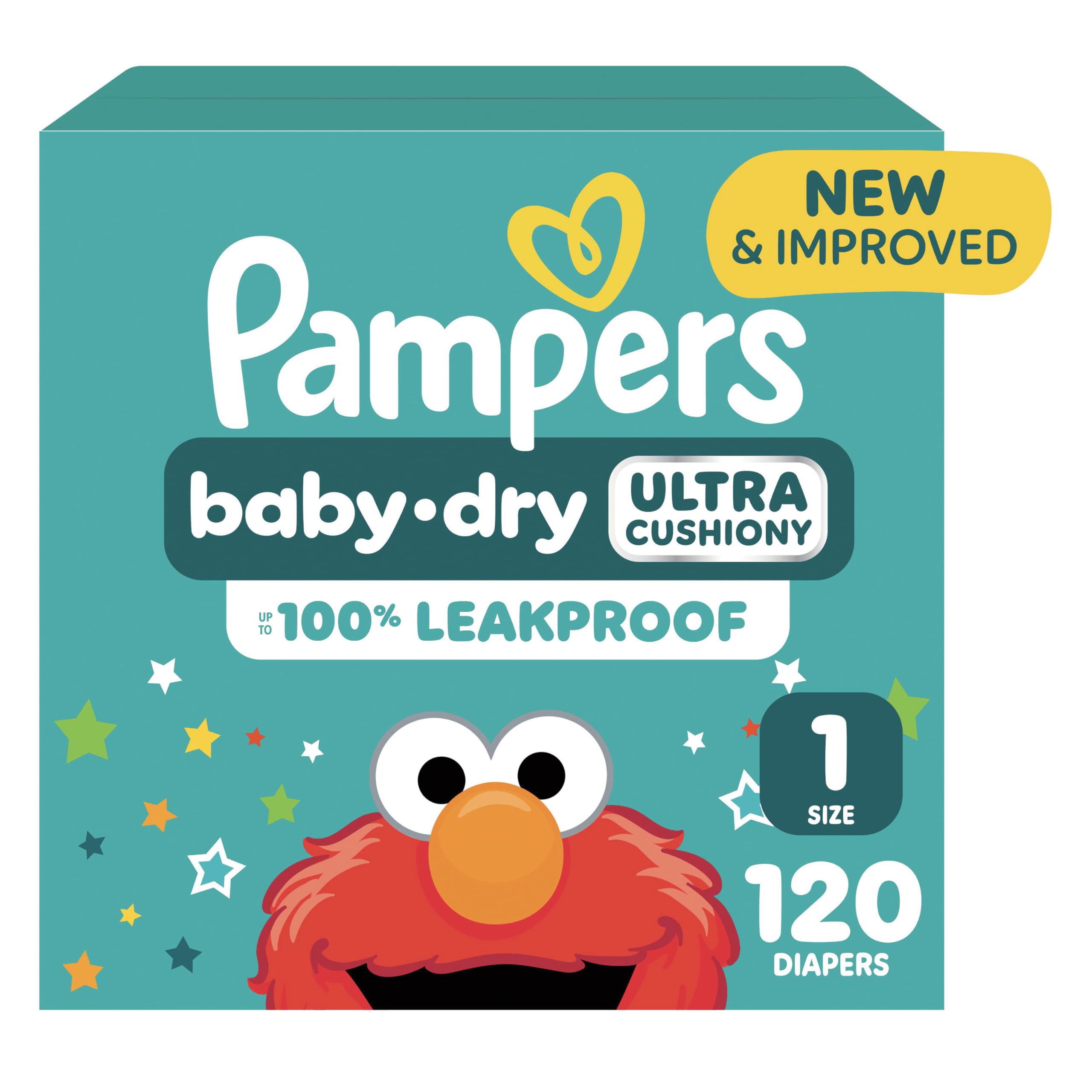 Pampers Diapers - Baby Dry - Size 1, 120 Count, Absorbent Disposable Infant Diaper (Packaging May Vary)