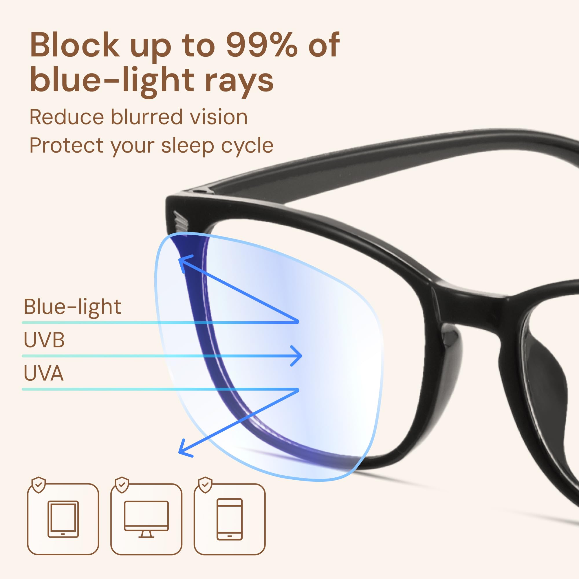 Gaoye Stylish Blue Light Glasses for Woman - Computer Glasses up to 99% Blue Light Blocking - Lightweight Frames - 3 pack