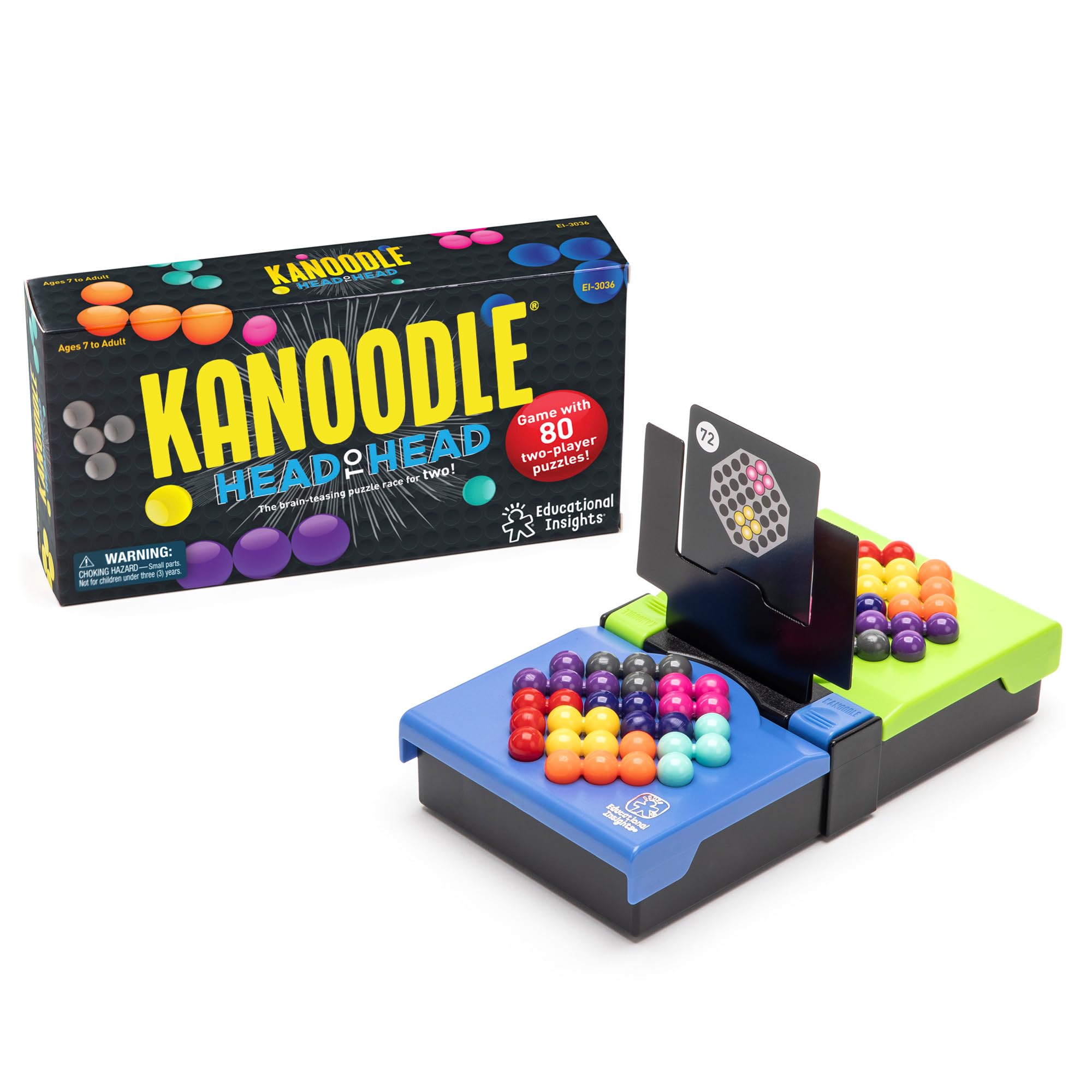 Educational Insights Kanoodle Head-to-Head Puzzle for 2 Players, Brain Teaser Game for Kids, Teens and Adults, Featuring 80 Challenges, Easter Basket Stuffers for Kids, Gift for Ages 7+