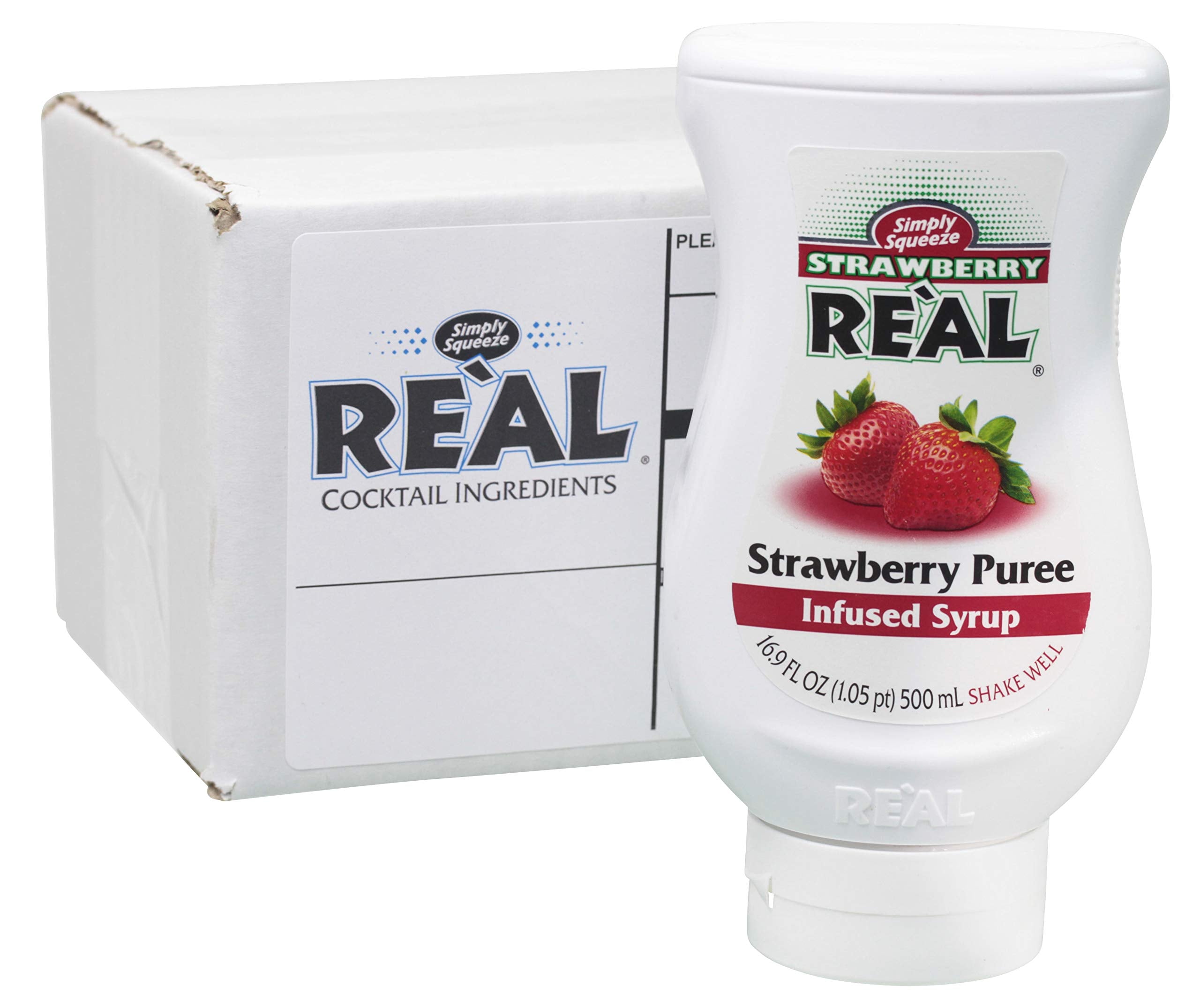 Strawberry Real, Strawberry Puree Infused Syrup, 16.9 FL OZ Squeezable Bottle (Pack of 1)