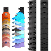 Hat Organizer for Baseball Caps 2Pack, Hat Rack for Wall with Strong Adhesive Hold up to 20 Hats, Hat Hanger Holder Display for Door Closet, Cap Organizer Storage Multilayer Two Mounting Option(Black)