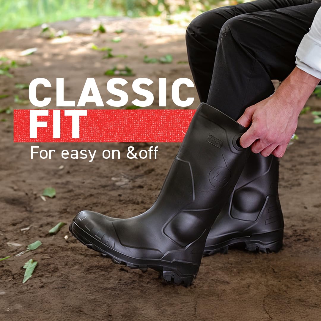 DUNLOP Protective Footwear, Chesapeake plain toe Black Amazon, 100% Waterproof PVC, Lightweight and Durable, 8677577.11, Size 11 US