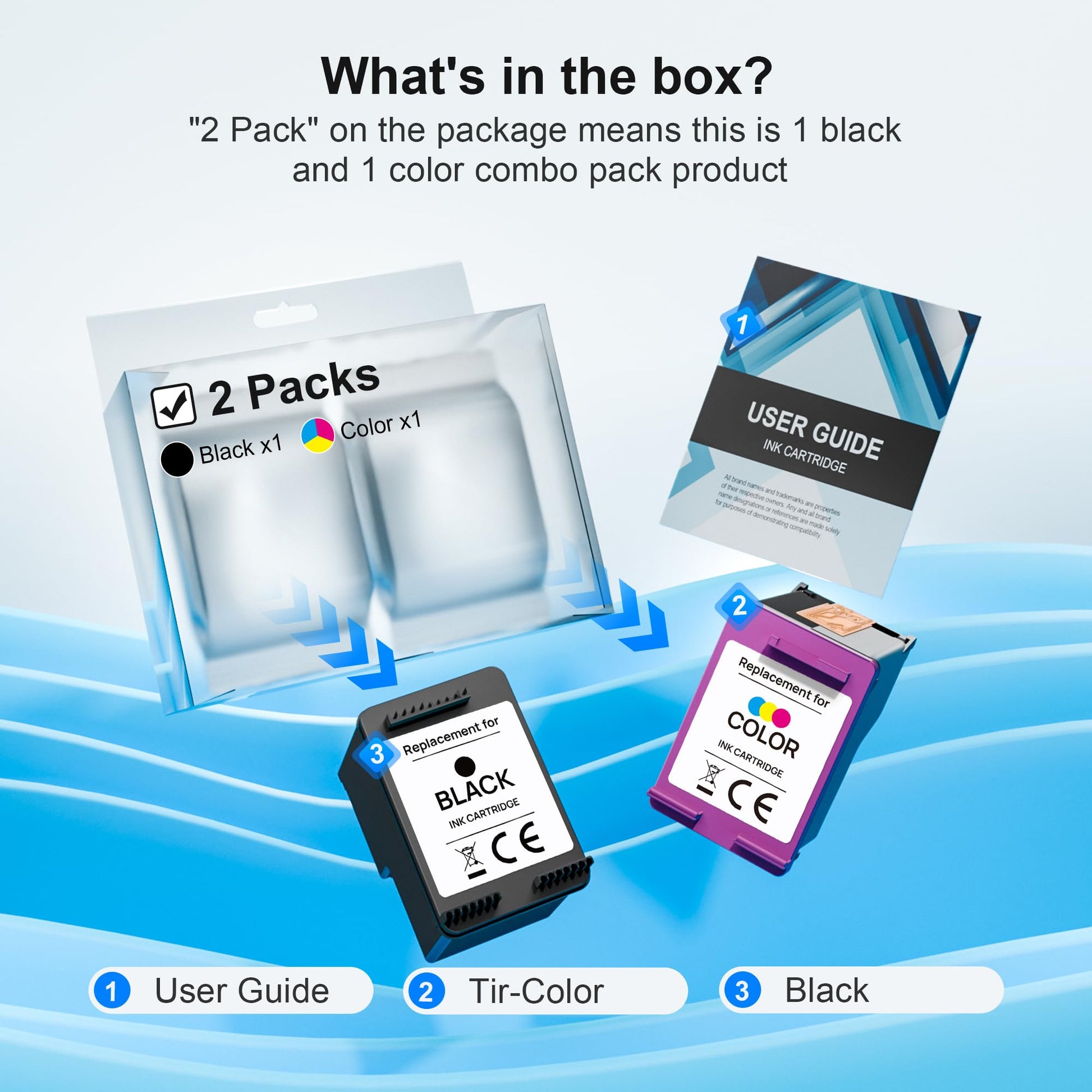 Adoccur 61XL Ink Cartridge Replacement for HP Ink 61 for HP 61 Ink Works with HP Envy 4500 5530 5534 4502 Deskjet 1000 1010 2540 3000 3510 Officejet 4630 4635 Printer (2 Pack)
