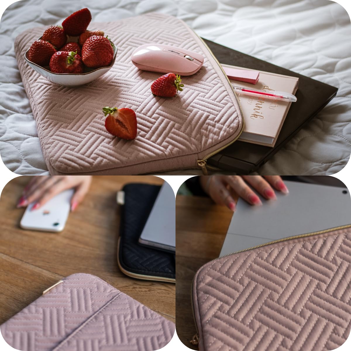 BAGSMART Laptop Sleeve Bag Compatible with MacBook Air/Pro, 13-13.3 inch Notebook, Compatible with MacBook Pro 14 Inch, MacBook Air M2 Sleeve 13 Inch, Repellent Protective Case with Pocket, Pink