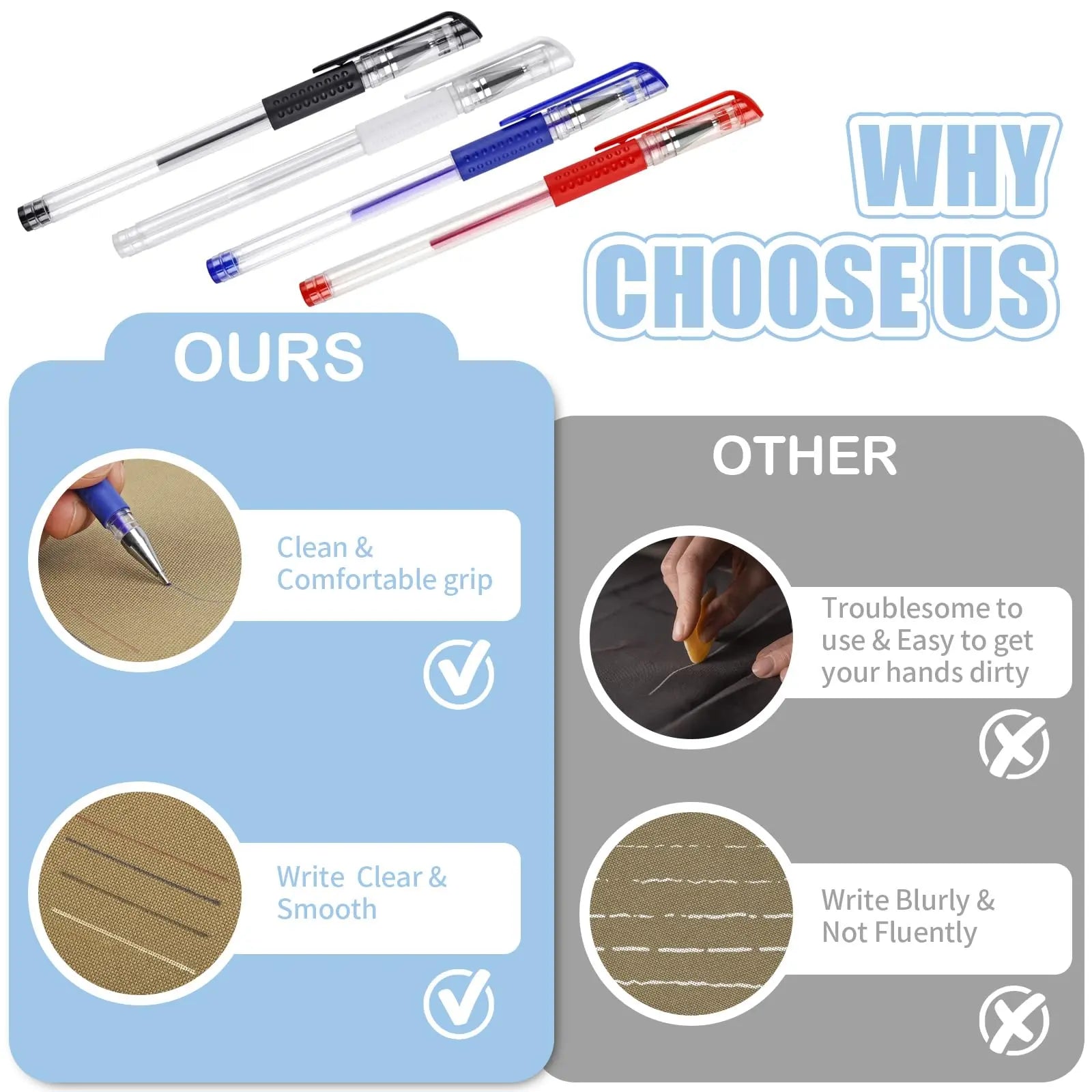 COIDEA 8 Pcs Heat Erasable Pens for Fabric with 64 Refills, Fabric Marking Pens for Sewing, Quilting, Embroidery, Dressmaking, Tailors Sewing Chalk Pencils