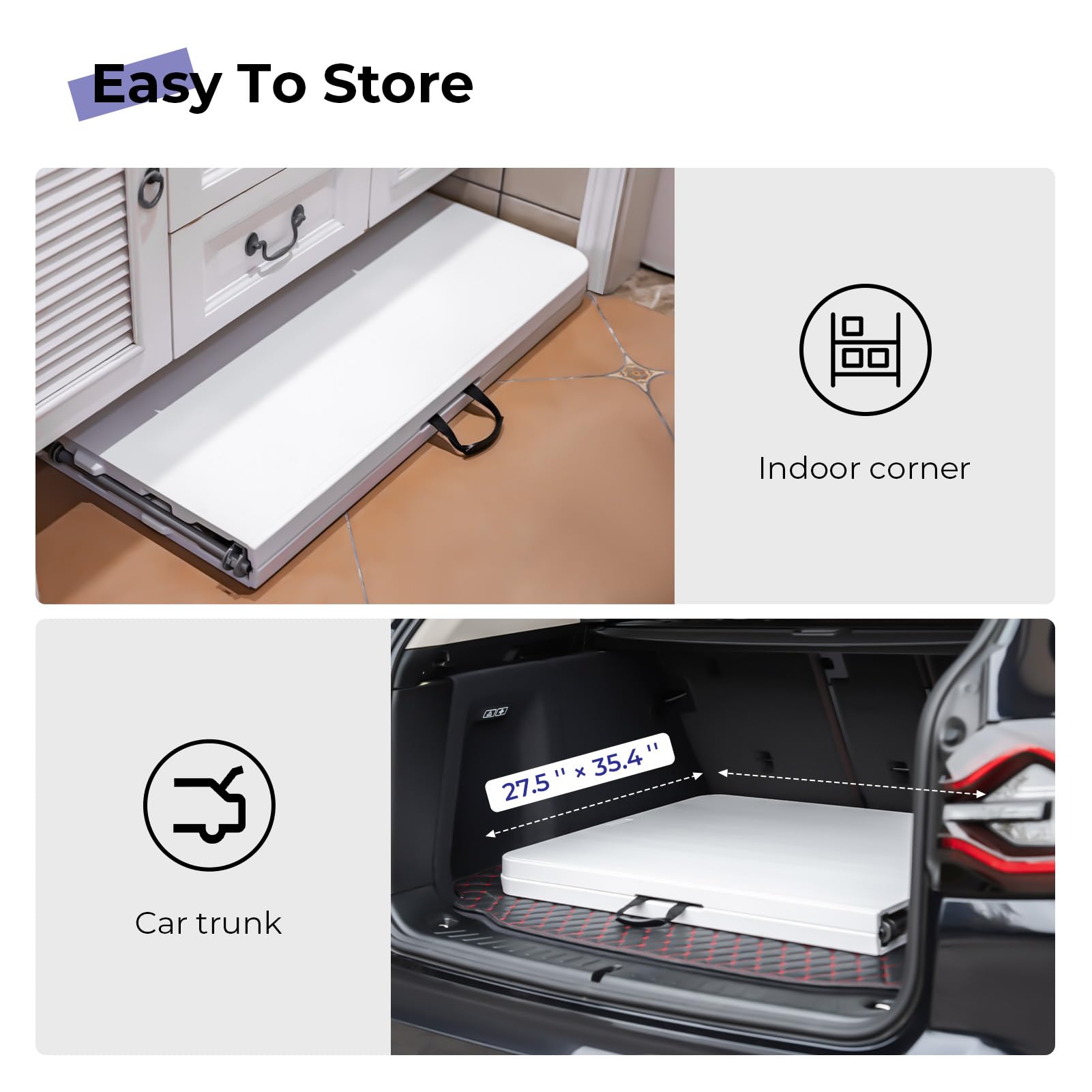 Byliable Folding Table 6ft Portable Heavy Duty Plastic Fold-in-Half Utility Foldable Table Plastic Dining Indoor Outdoor for Camping, Picnic and Party, White