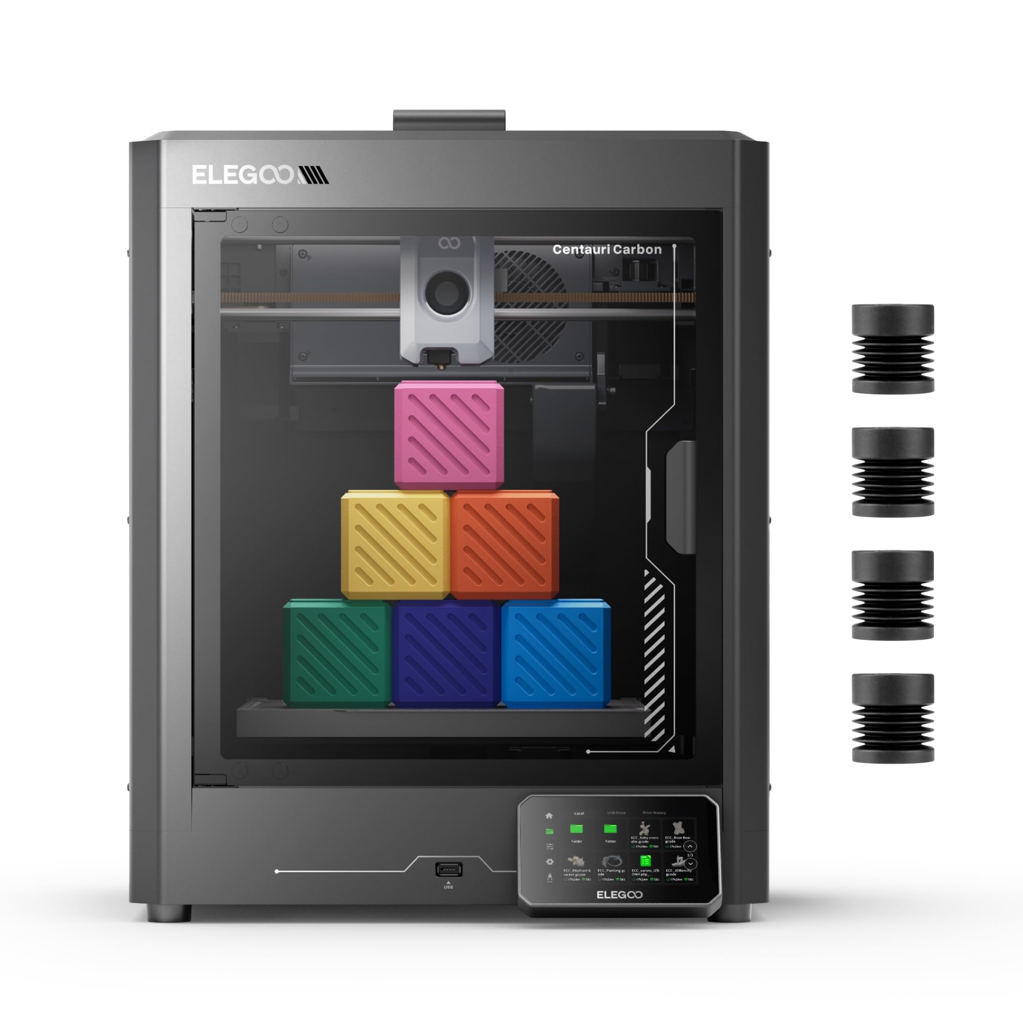 ELEGOO Centauri Carbon 3D Printer, CoreXY 500mm/s High Speed Printing with Auto Calibration, 320°C Nozzle and Built-in Camera, Ready to Print Out of The Box, 256x256x256mm Printing Size